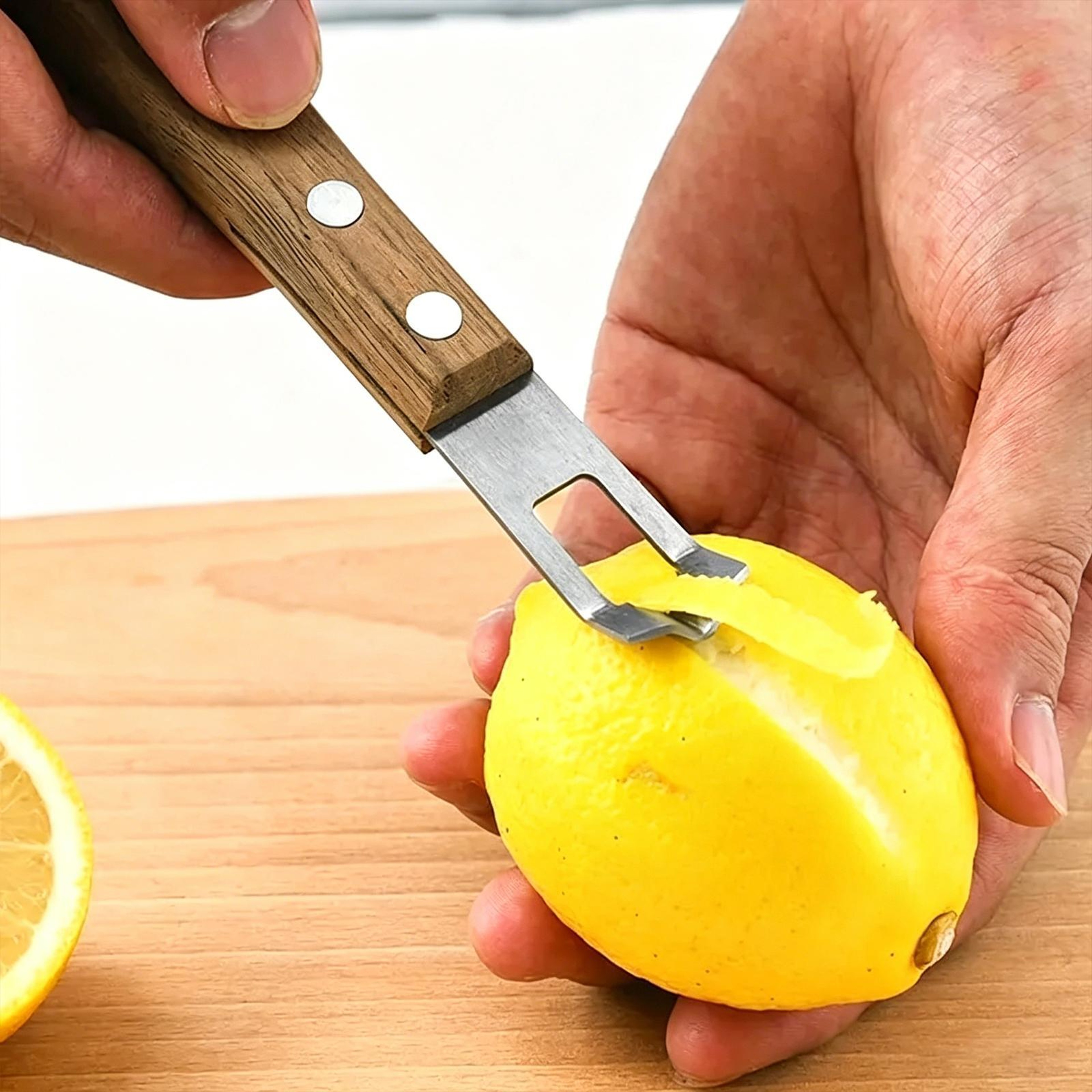 Walnut Handle Stainless Steel Cheese Grater & Lemon Zester Kitchen Tool – view 1