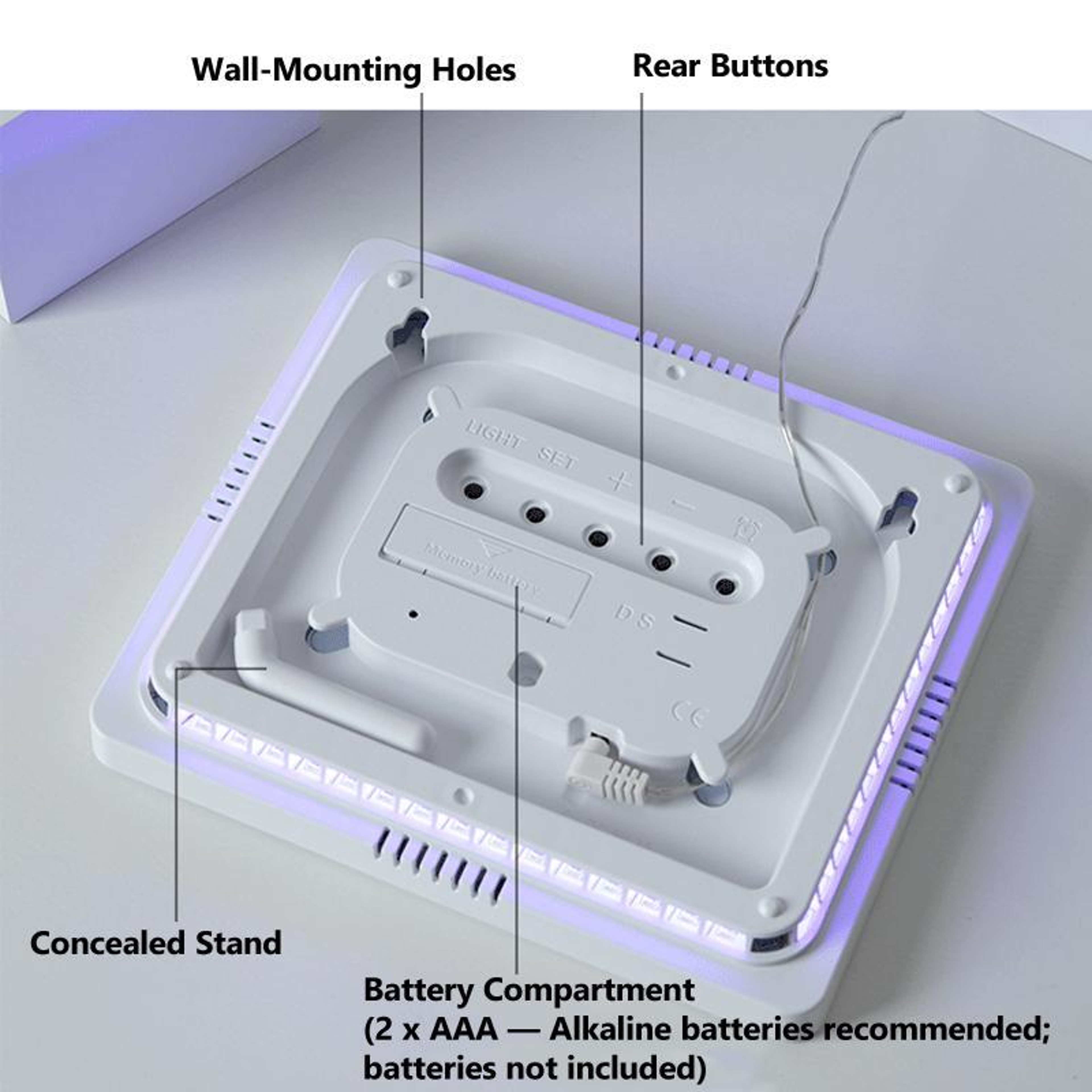 RGB LED Digital Wall Clock With Large Display Dual Alarm Timer  Auto Dimming Night Light 7