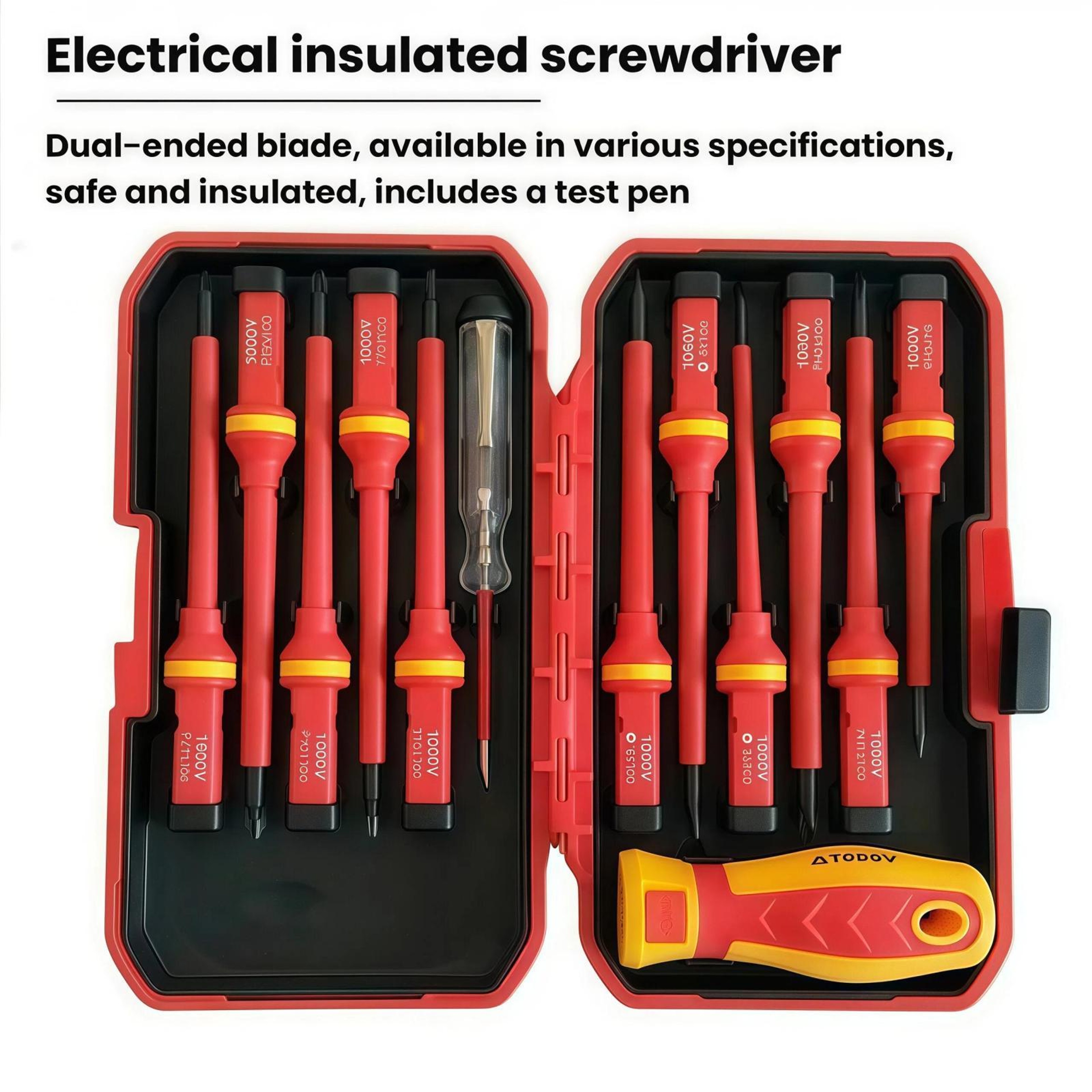 13-Piece Insulated Screwdriver Set with Voltage Tester and High-Voltage Protection for Electricians – view 2