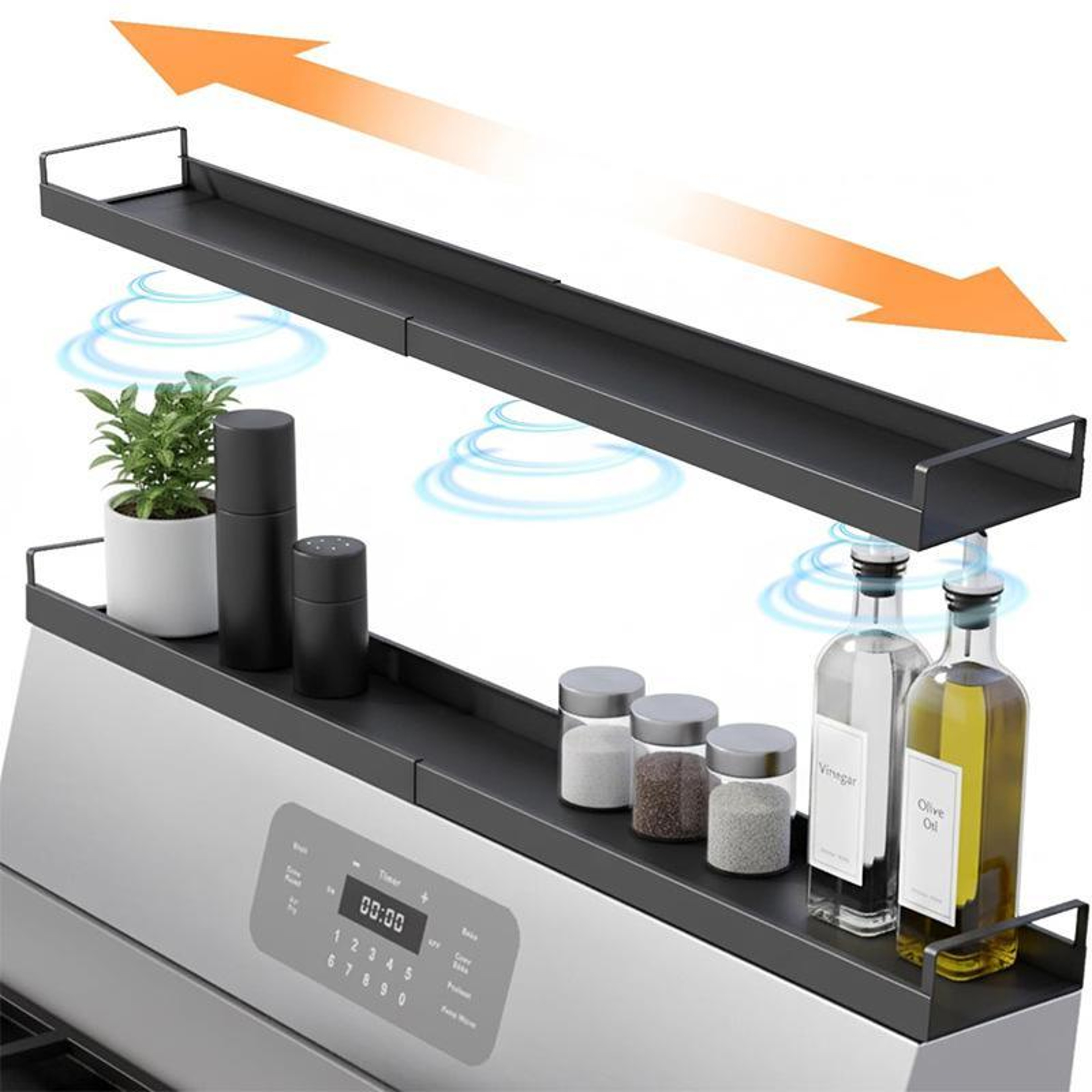 Adjustable Magnetic Stove Shelf Kitchen Organizer With Extendable Spice Rack Storage 0