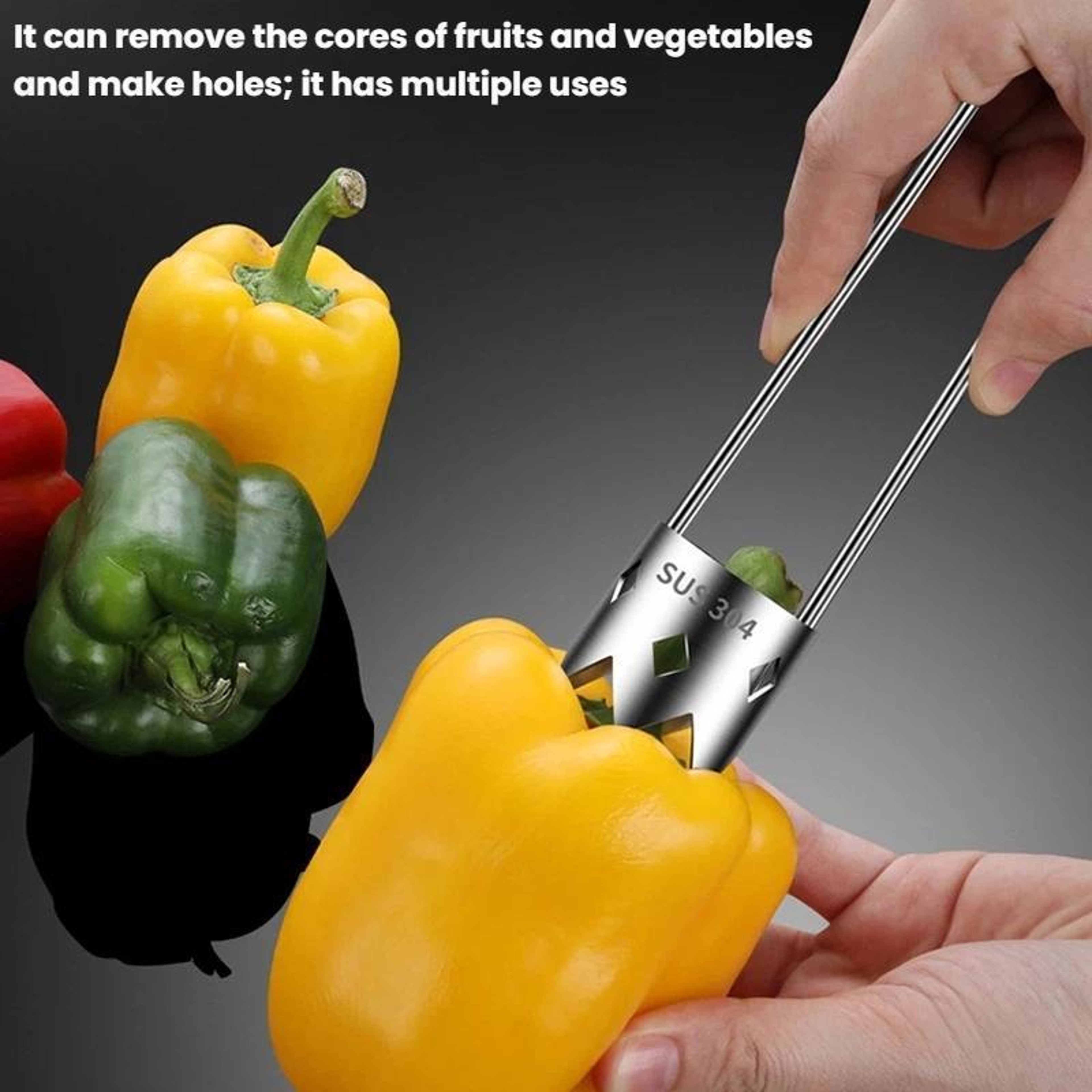 Stainless Steel Fruit Corer Tool for Apples, Peppers & Vegetables – view 2