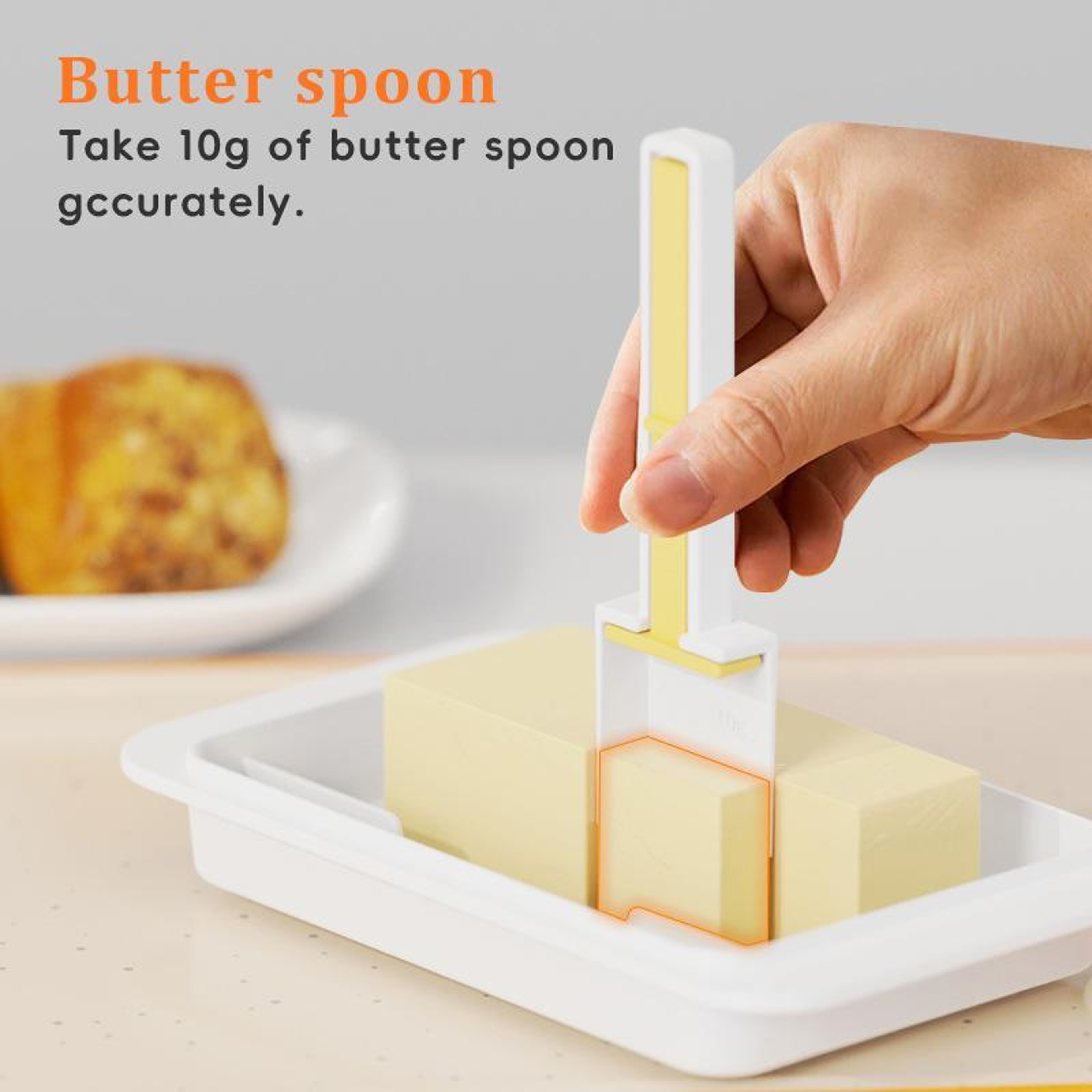 Butter Slice Keeper Box with Measuring Spoon Lid for Precise Portions and Fresh Storage – view 2