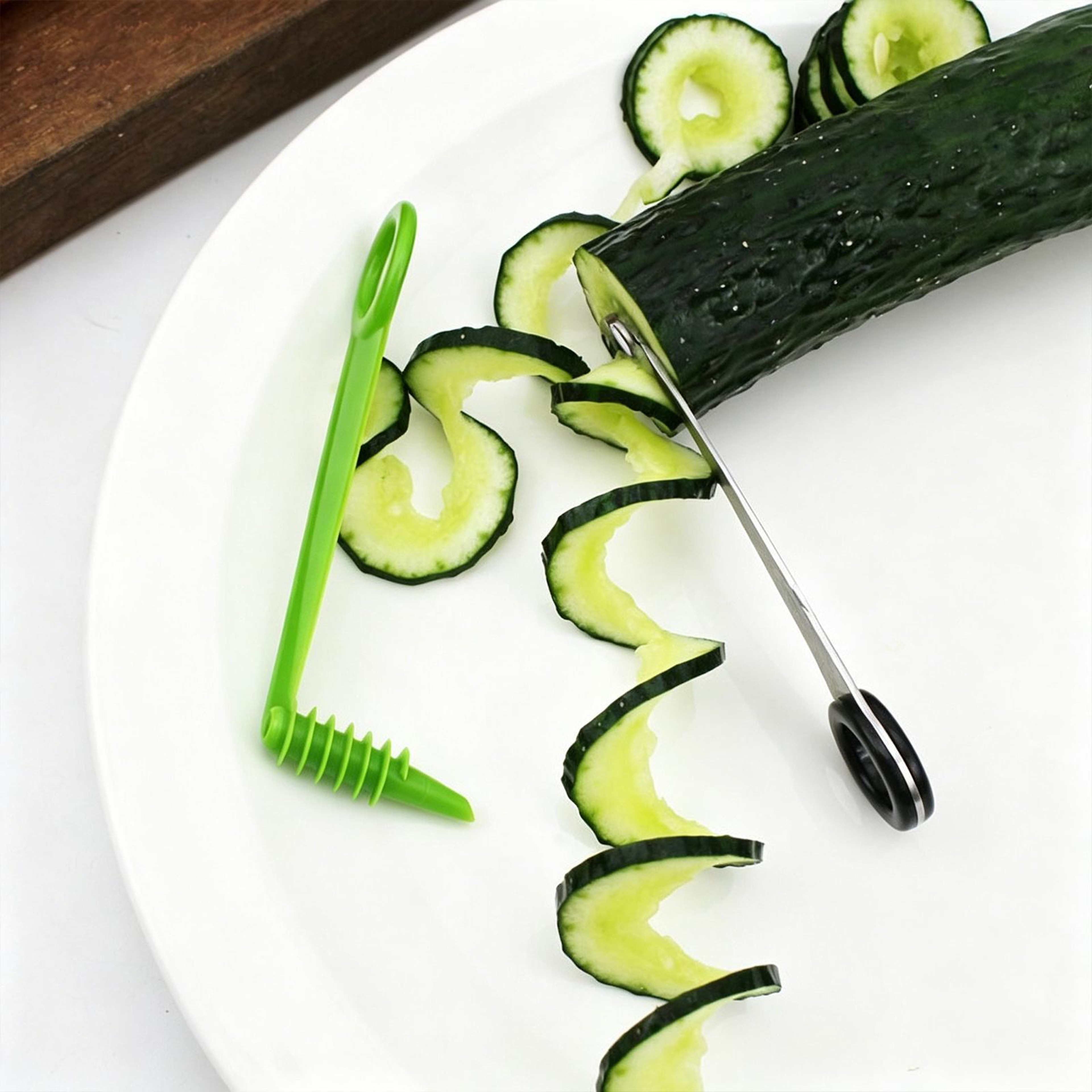 2Piece Spiral Vegetable Slicer Set For Cucumbers Potatoes  Creative Garnishes 0