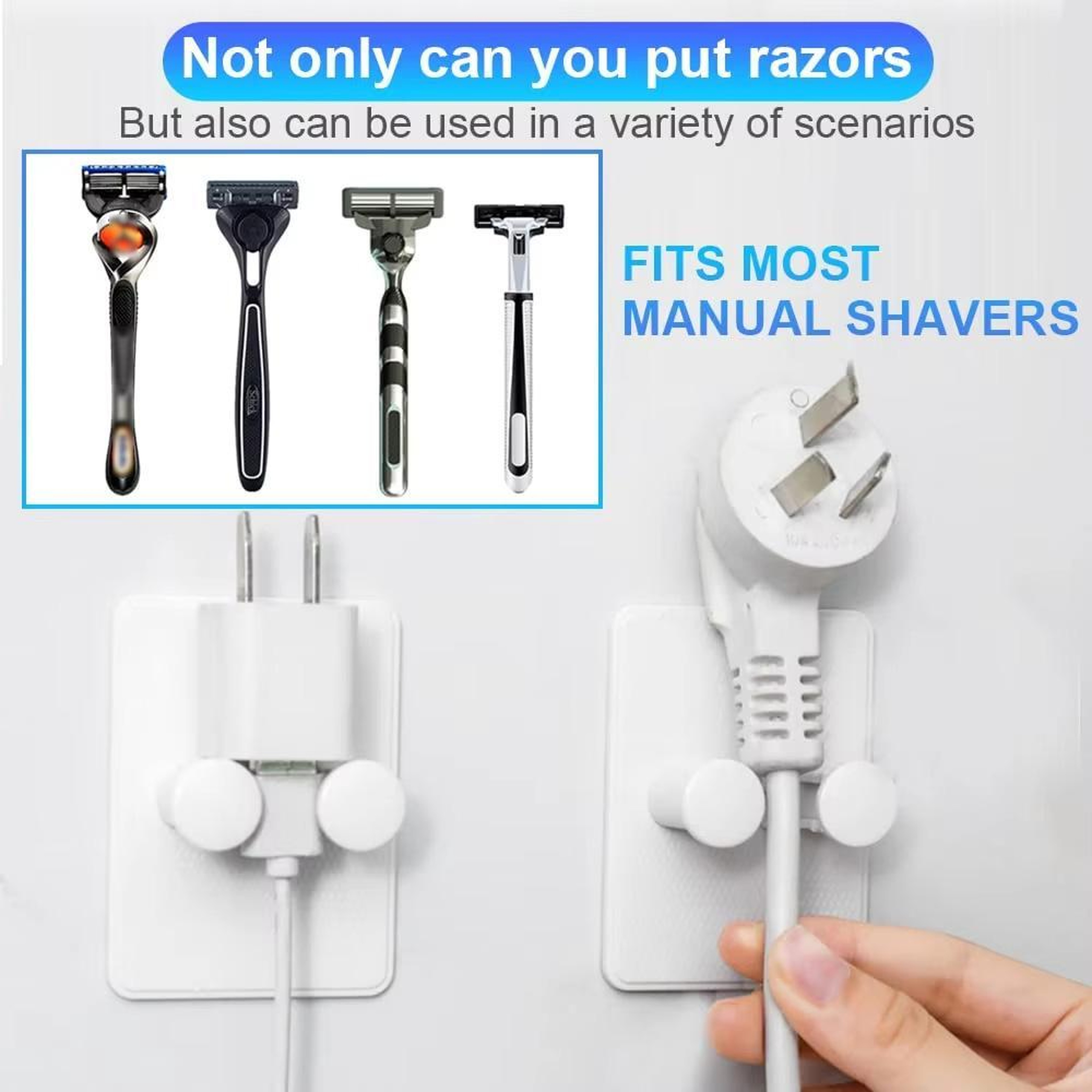 3PCS Razor Holder Wall Mount NoDrill Bathroom Organizer For Manual  Safety Razors 2