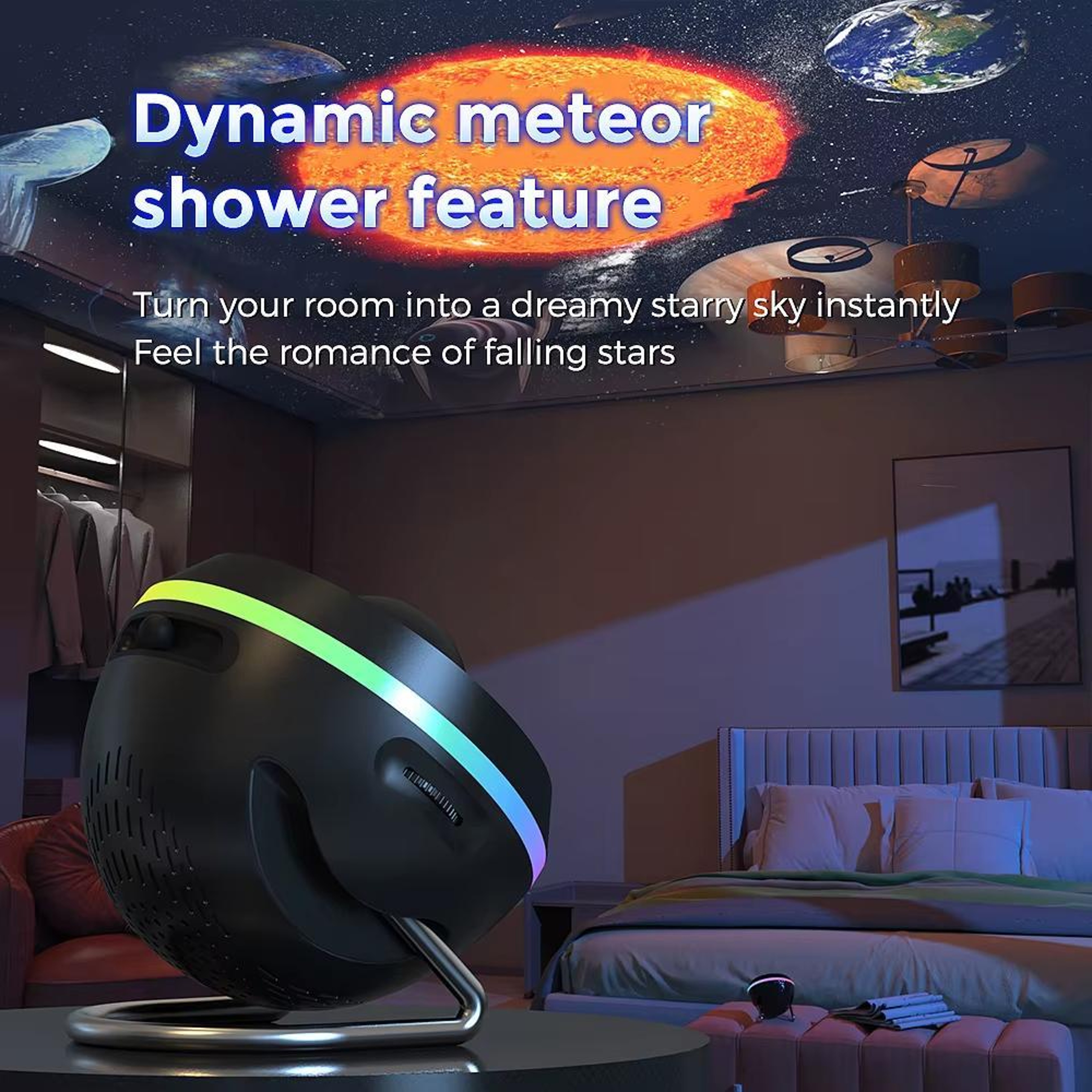 4K Galaxy Projector Starry Sky Night Light With Meteor Shower Effects  13 HD Space Films 7