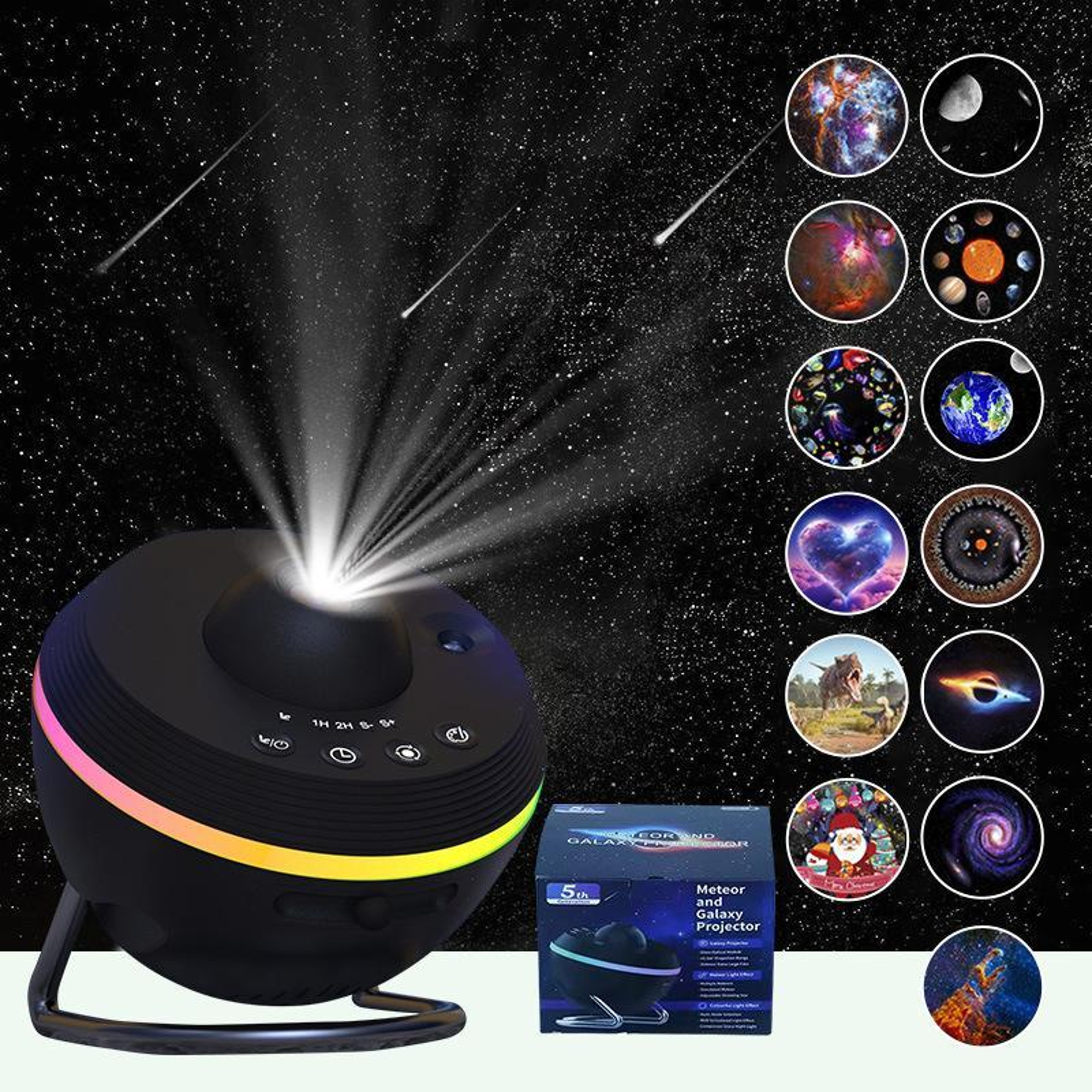 4K Galaxy Projector Starry Sky Night Light With Meteor Shower Effects  13 HD Space Films 2