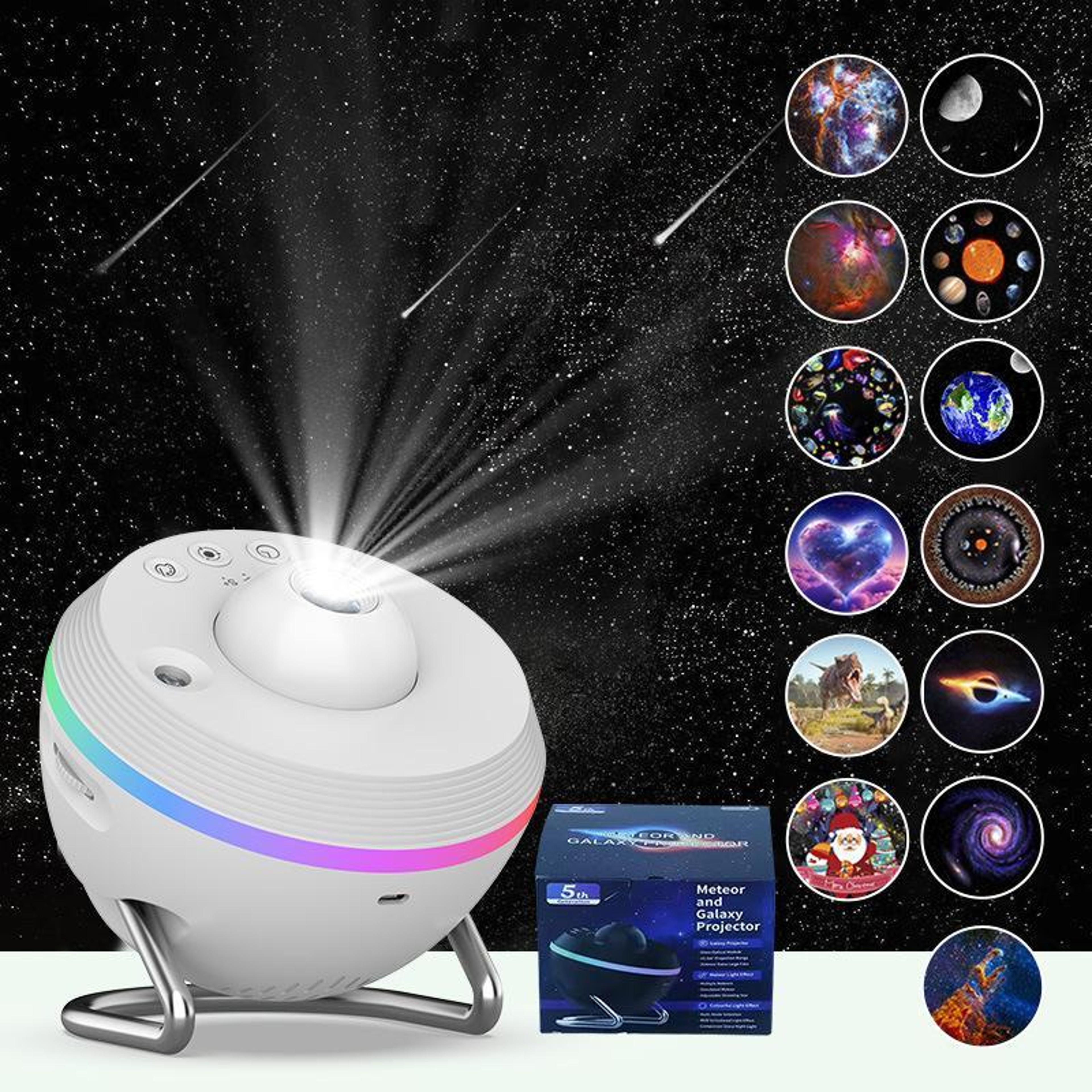 4K Galaxy Projector Starry Sky Night Light With Meteor Shower Effects  13 HD Space Films 9