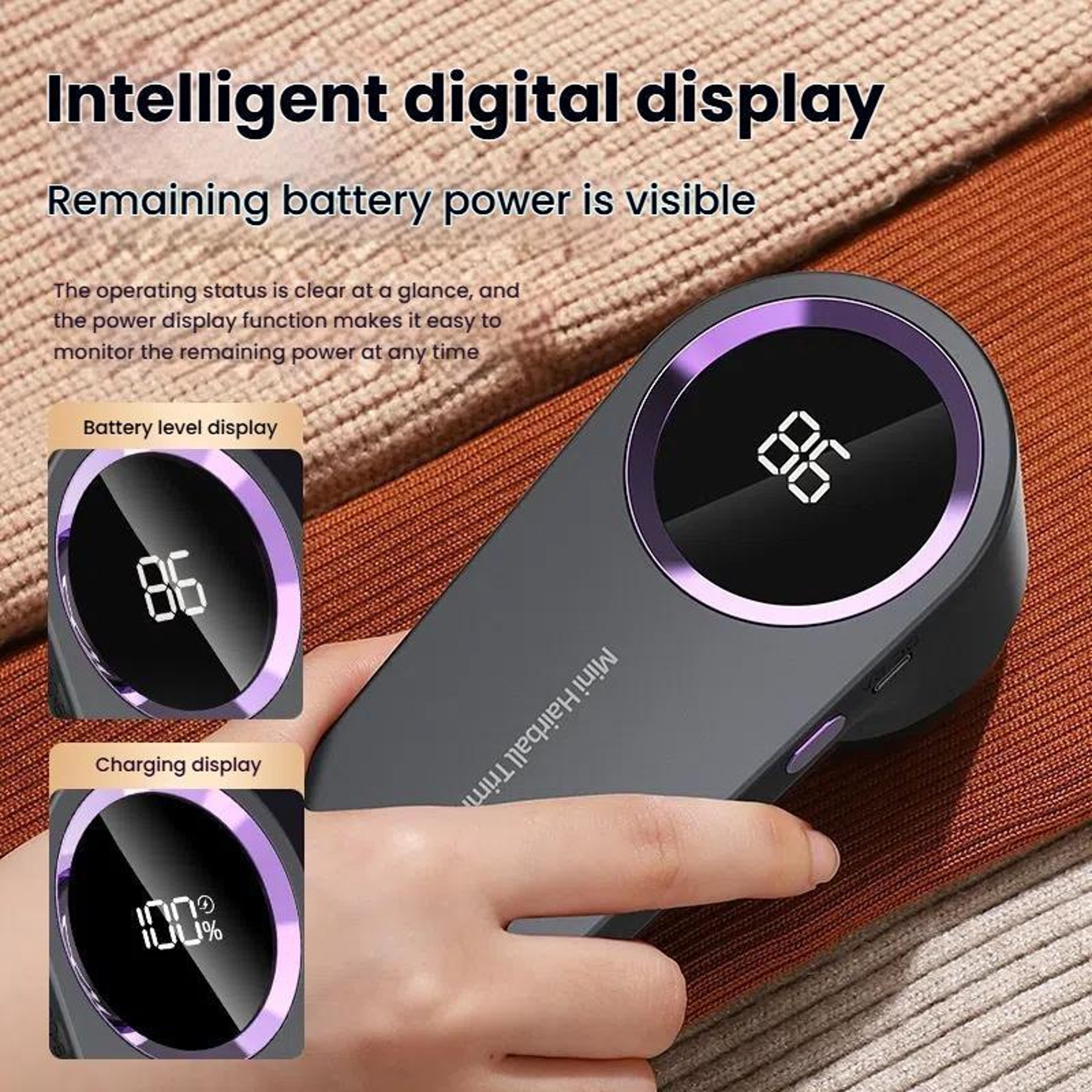 Smart Digital Fabric Shaver Lint Remover With LED Display  6Blade Precision Trimmer 4