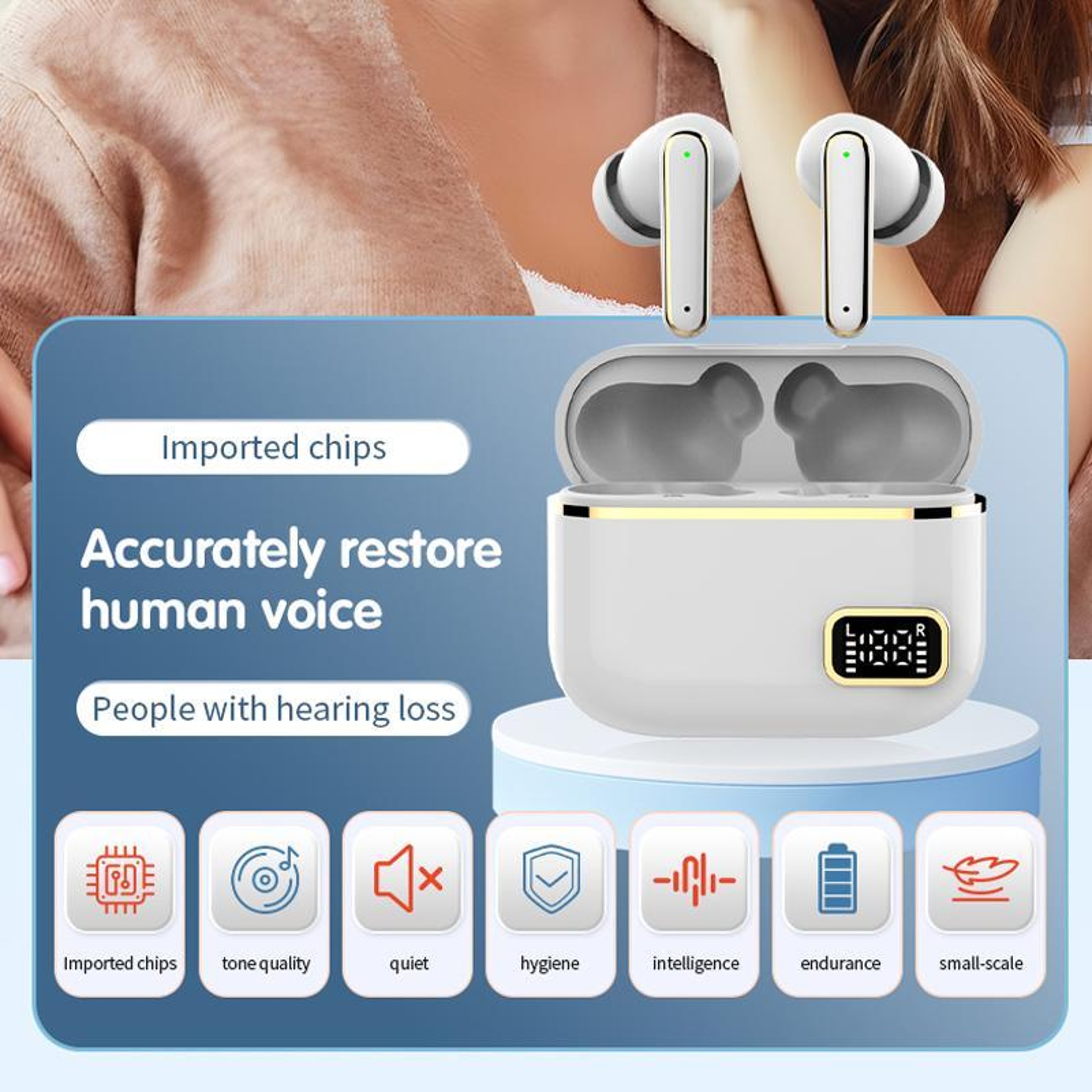 Rechargeable Digital Hearing Aid With Smart Touch Control  Charging Case 1