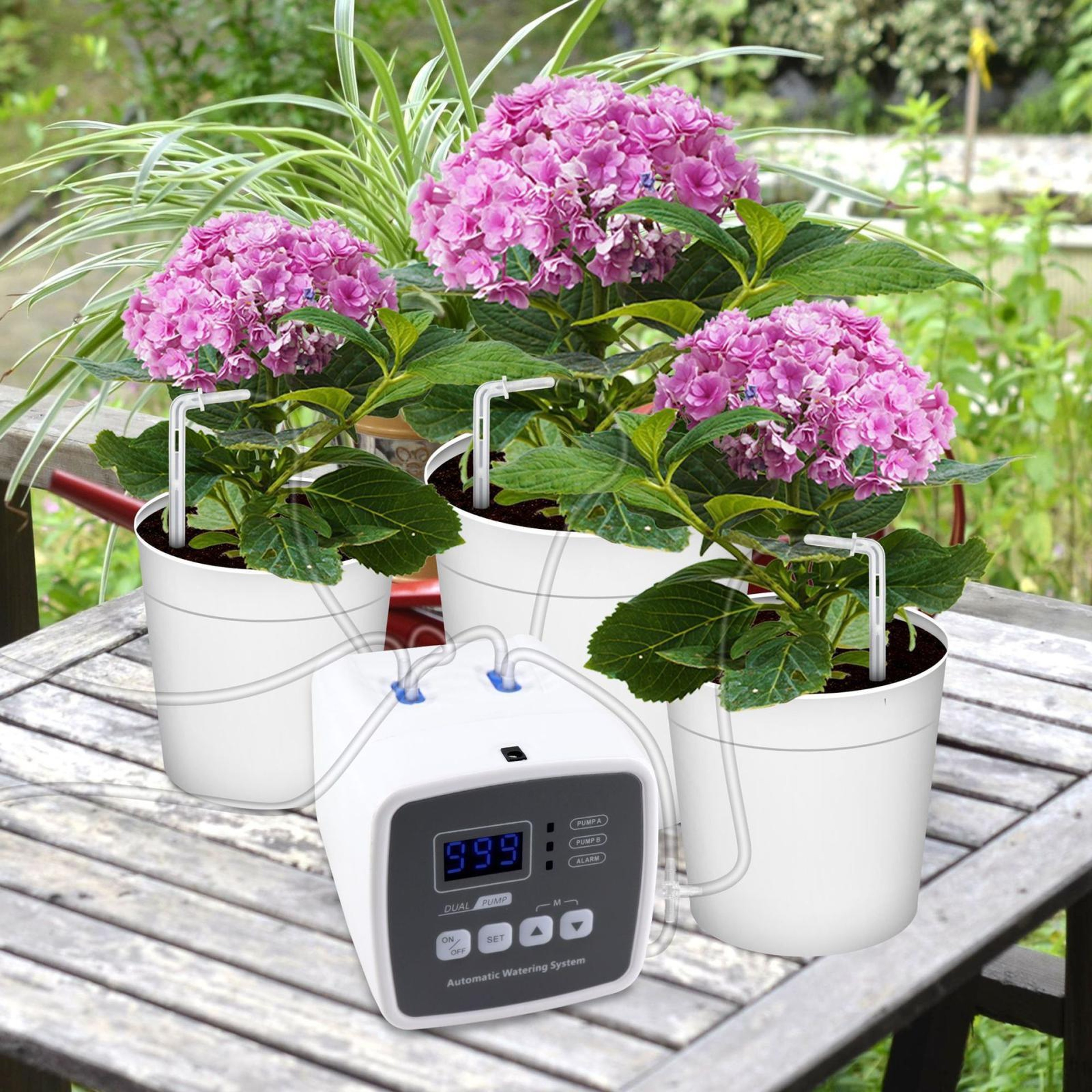 Dual Pump Automatic Plant Watering System With 20 Drip Emitters For Indoor  Garden Plants 2