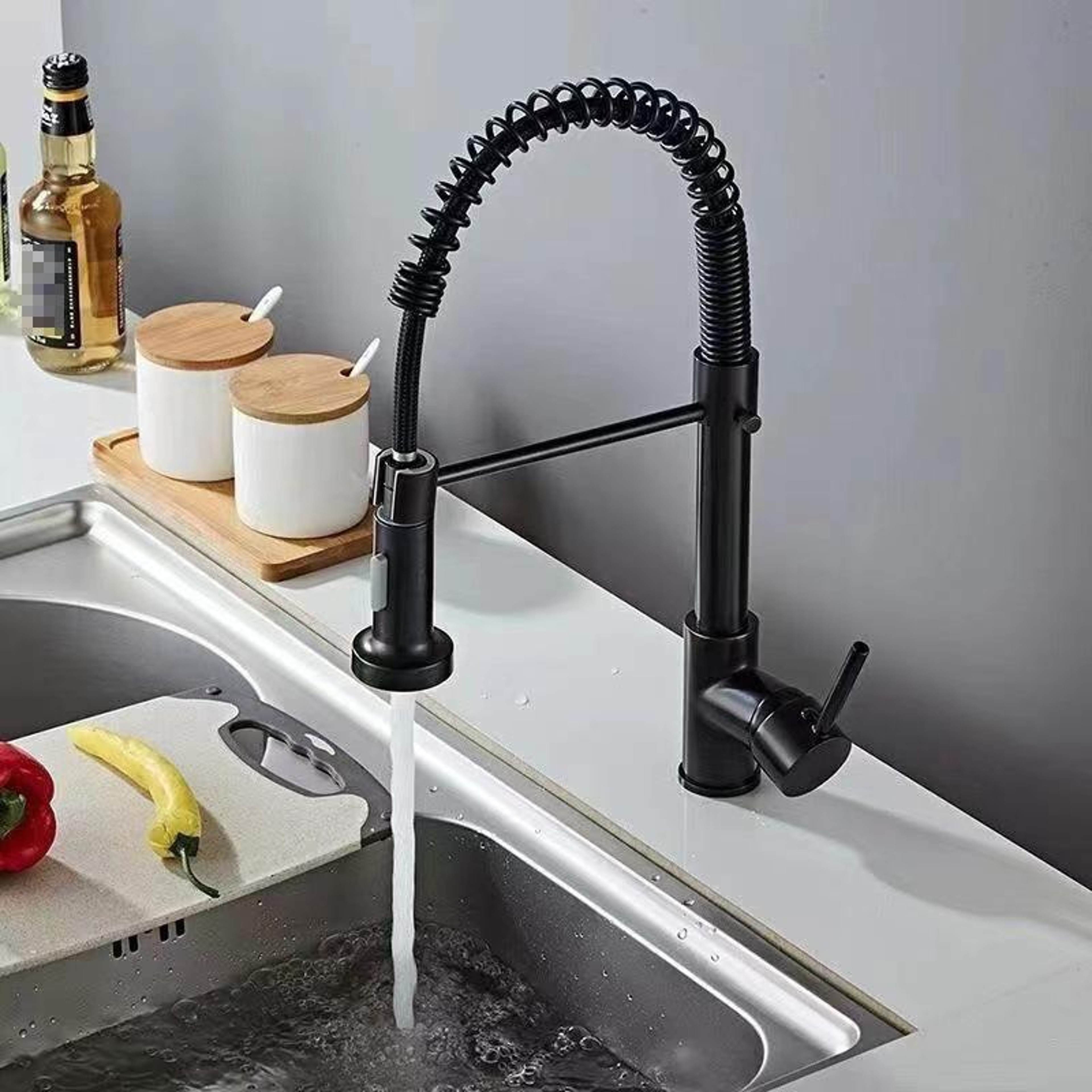 Stainless Steel Pull Down Kitchen Faucet With Dual Mode Sprayer  Hot Cold Mixer Tap 1