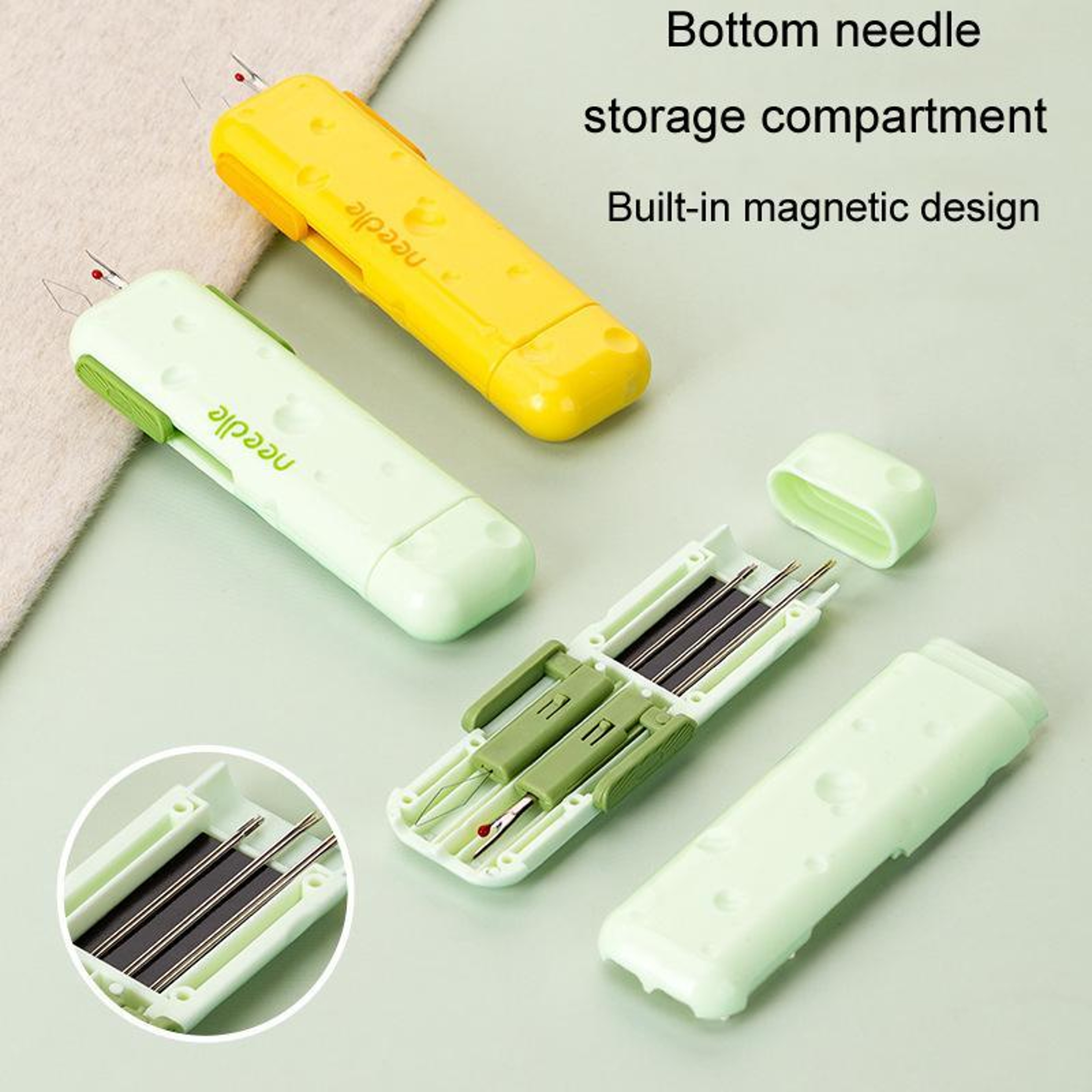 3in1 Magnetic Needle Threader  Seam Ripper Portable Sewing Tool With Needle Storage 2