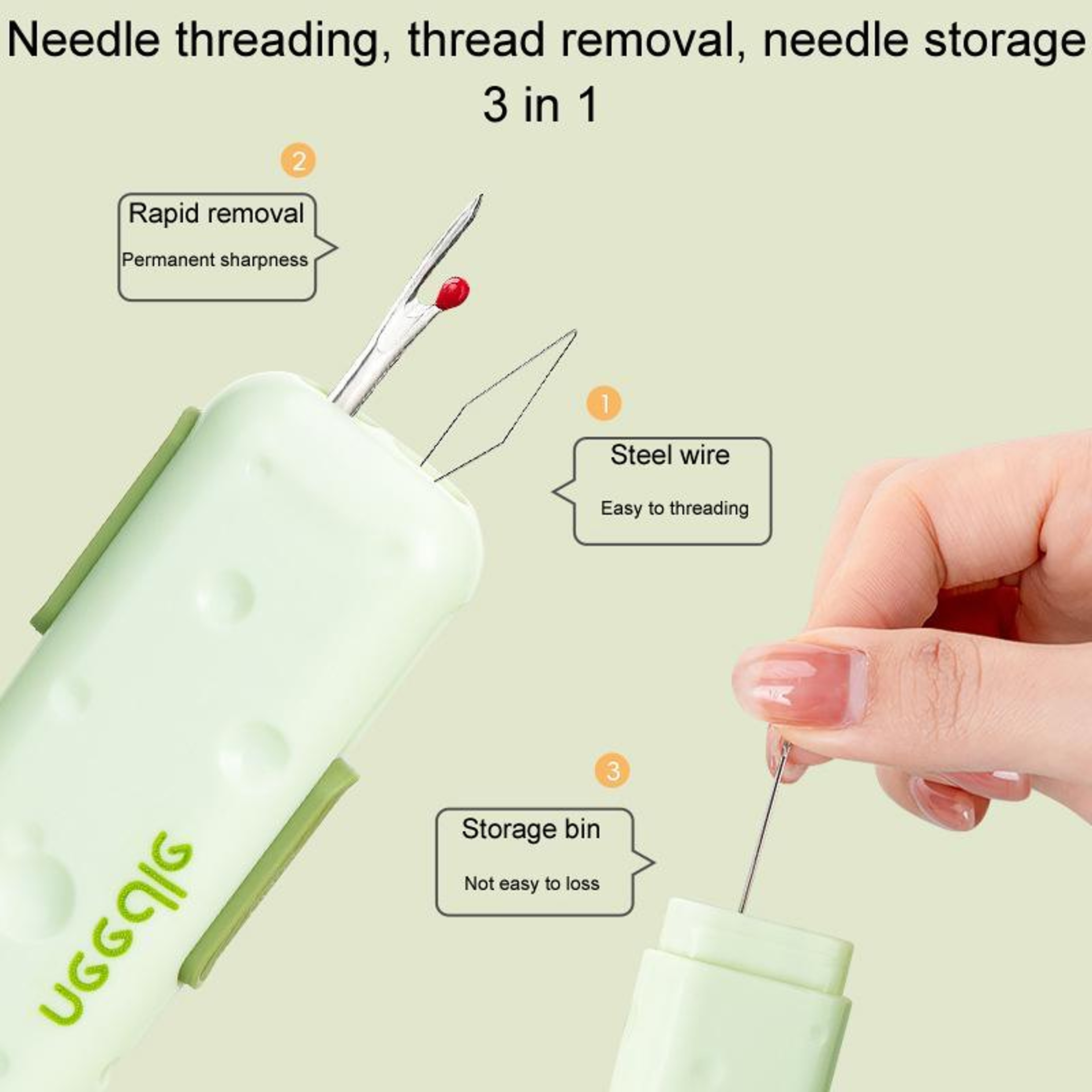 3in1 Magnetic Needle Threader  Seam Ripper Portable Sewing Tool With Needle Storage 4