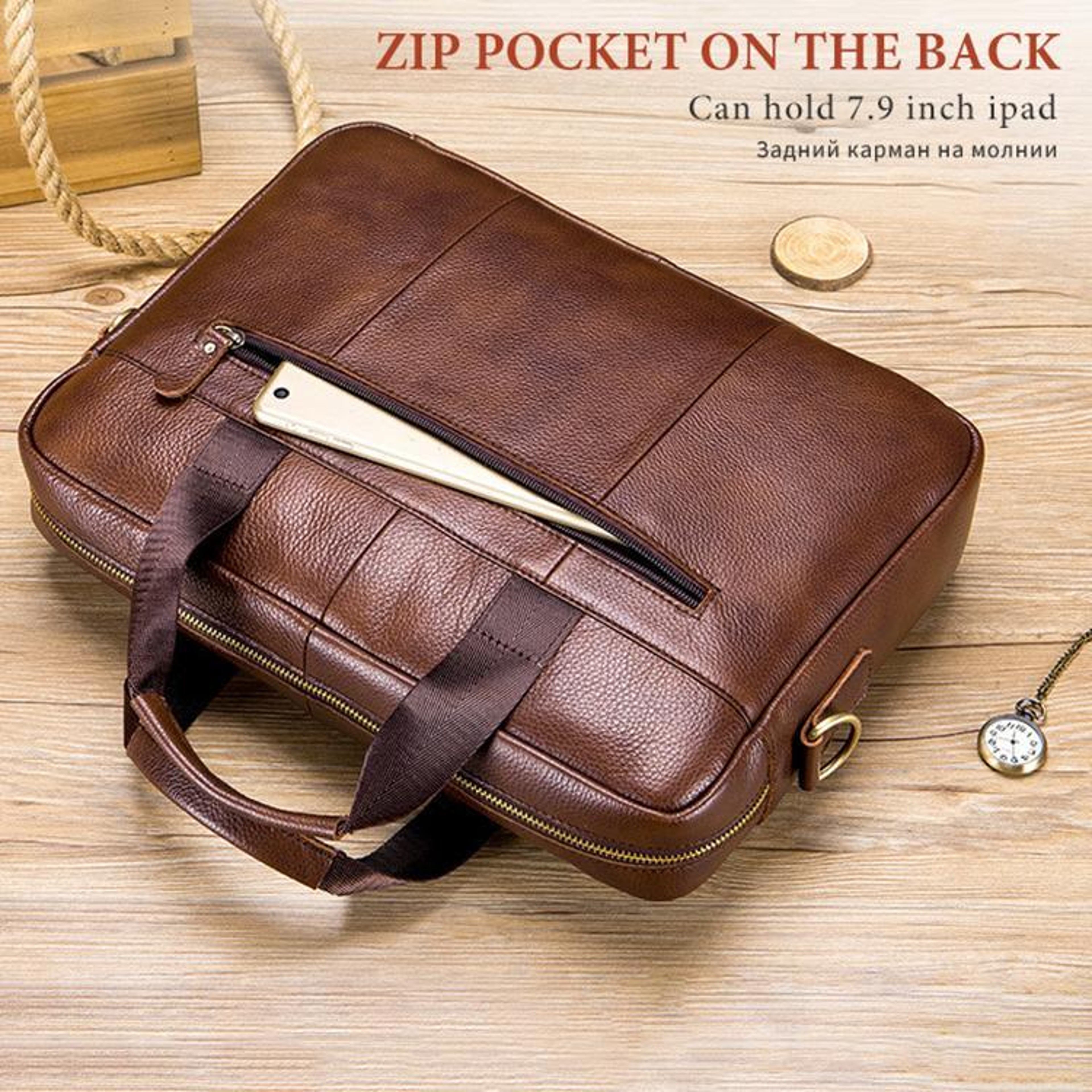 Premium Large Capacity Cowhide Briefcase for Business Professionals – view 7