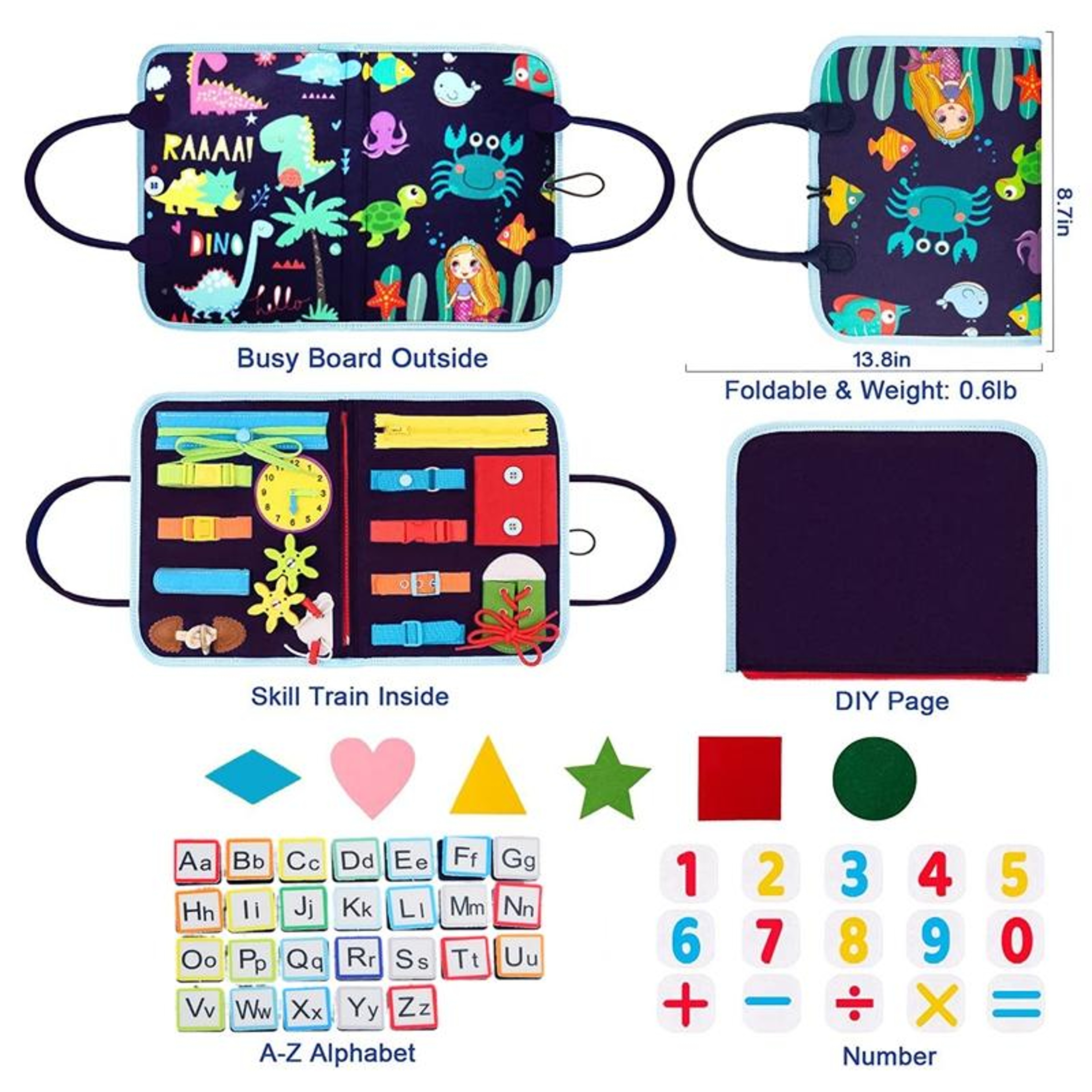 Montessori Busy Board Activity Book for Toddlers Sensory Learning & Fine Motor Skills Toy – view 3