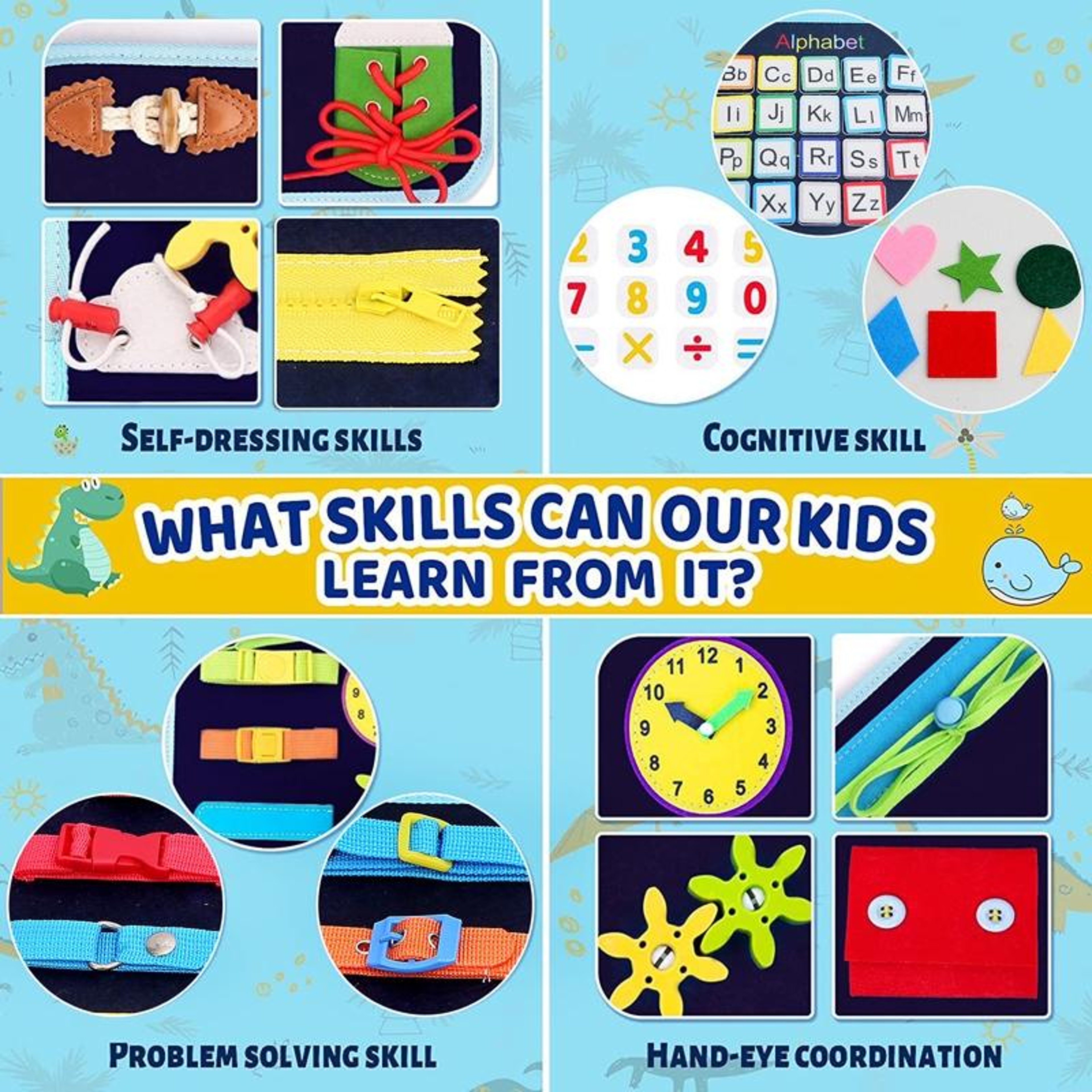 Montessori Busy Board Activity Book for Toddlers Sensory Learning & Fine Motor Skills Toy – view 8