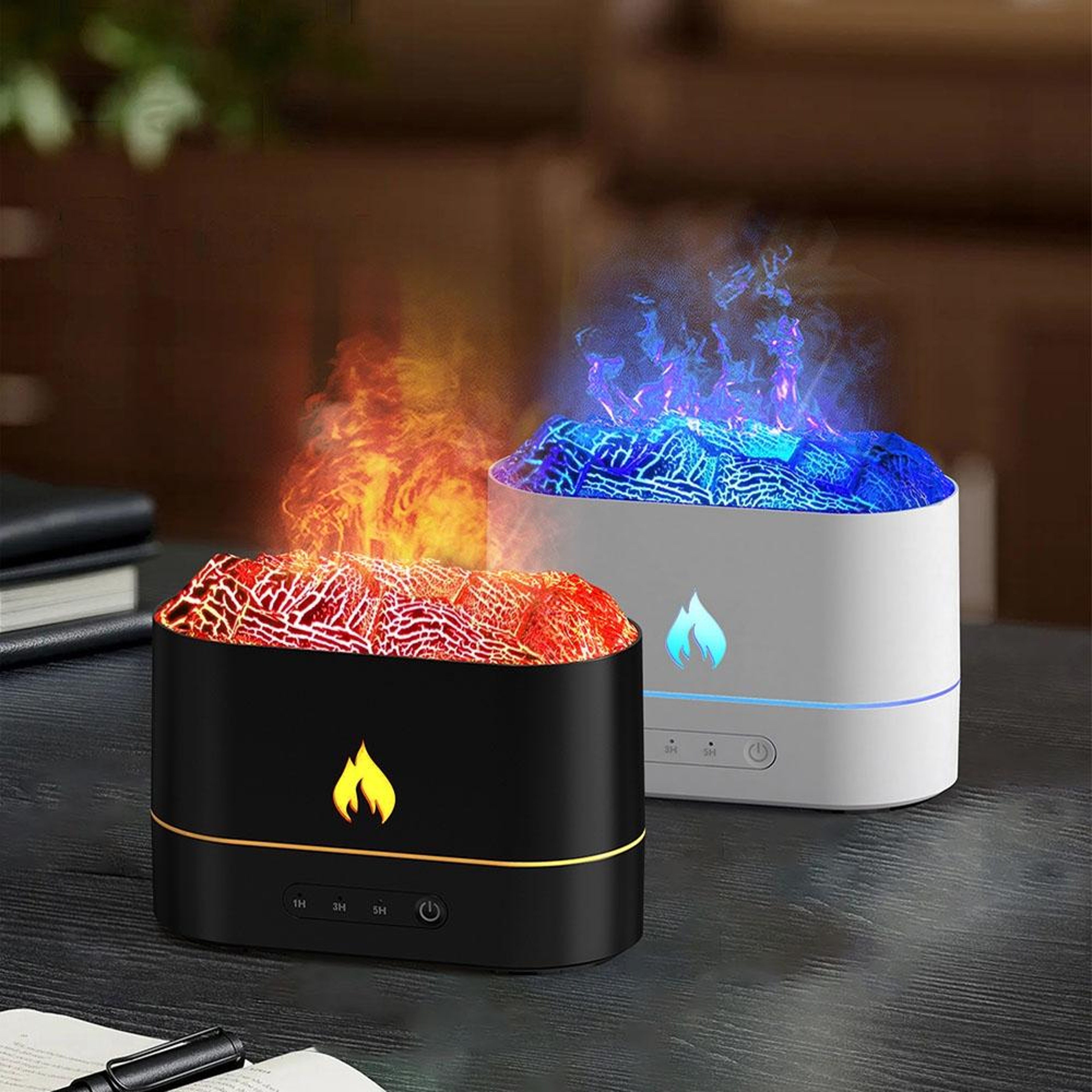 USB Aromatherapy Humidifier With Colorful Flame Mood Light  Portable Mist 0