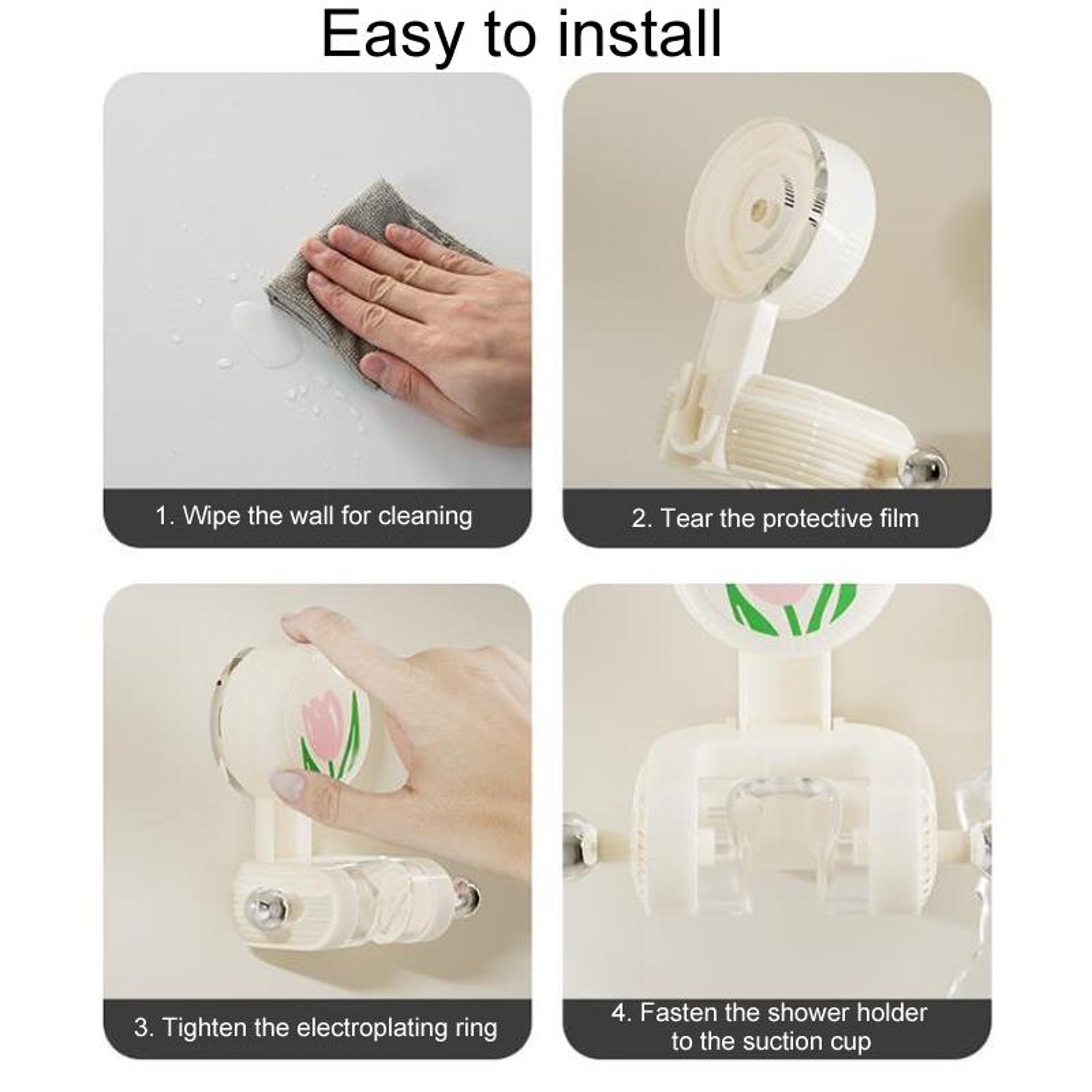 Adjustable Shower Head Holder With Strong Suction Cup  NoDrill Wall Mount 7