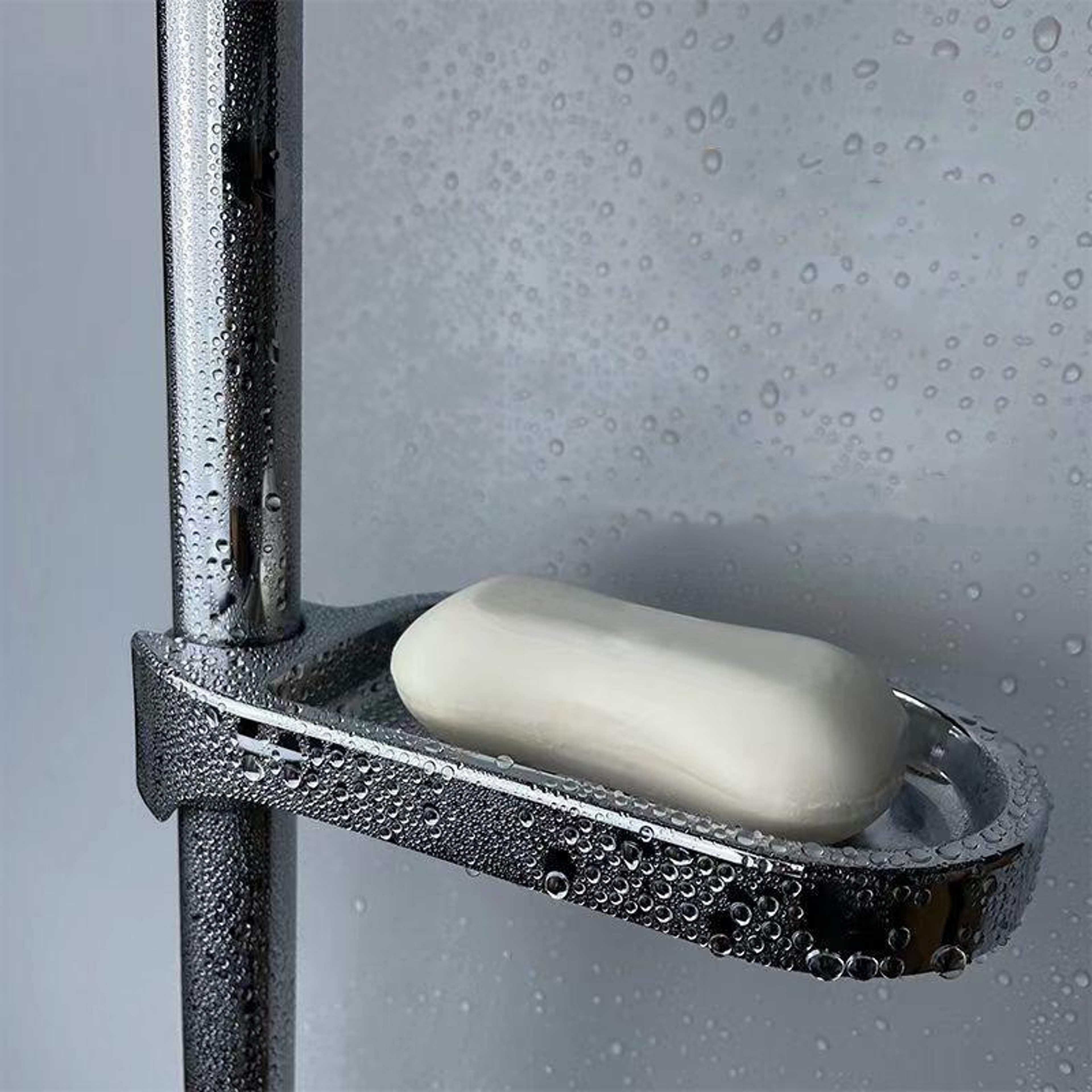 Wall Mount Shower Soap Holder with Drainage Tray No Drill Bathroom Soap Organizer – view 5