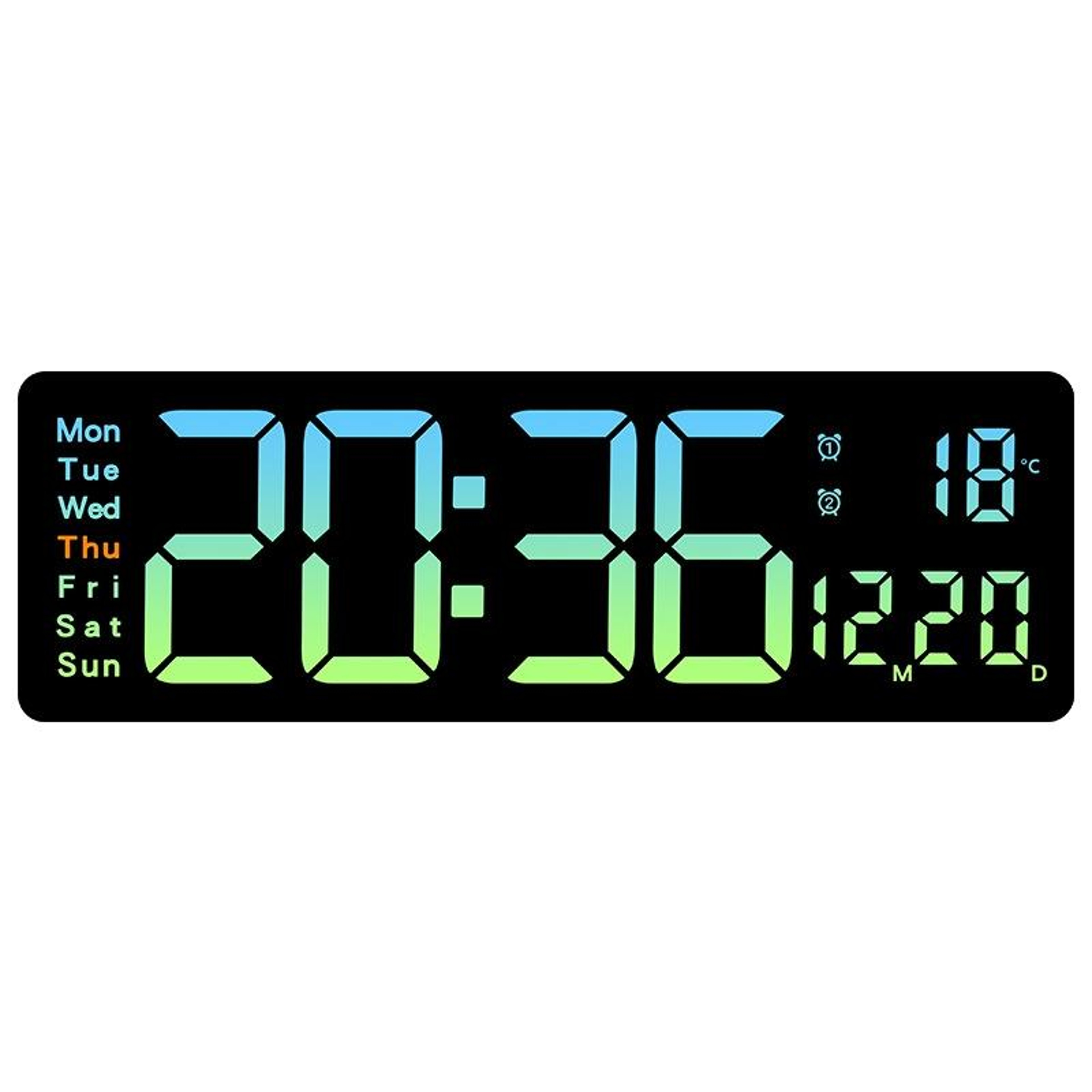 Smart LED Digital Wall Clock With Remote Control Countdown Timer  Temperature Display 10