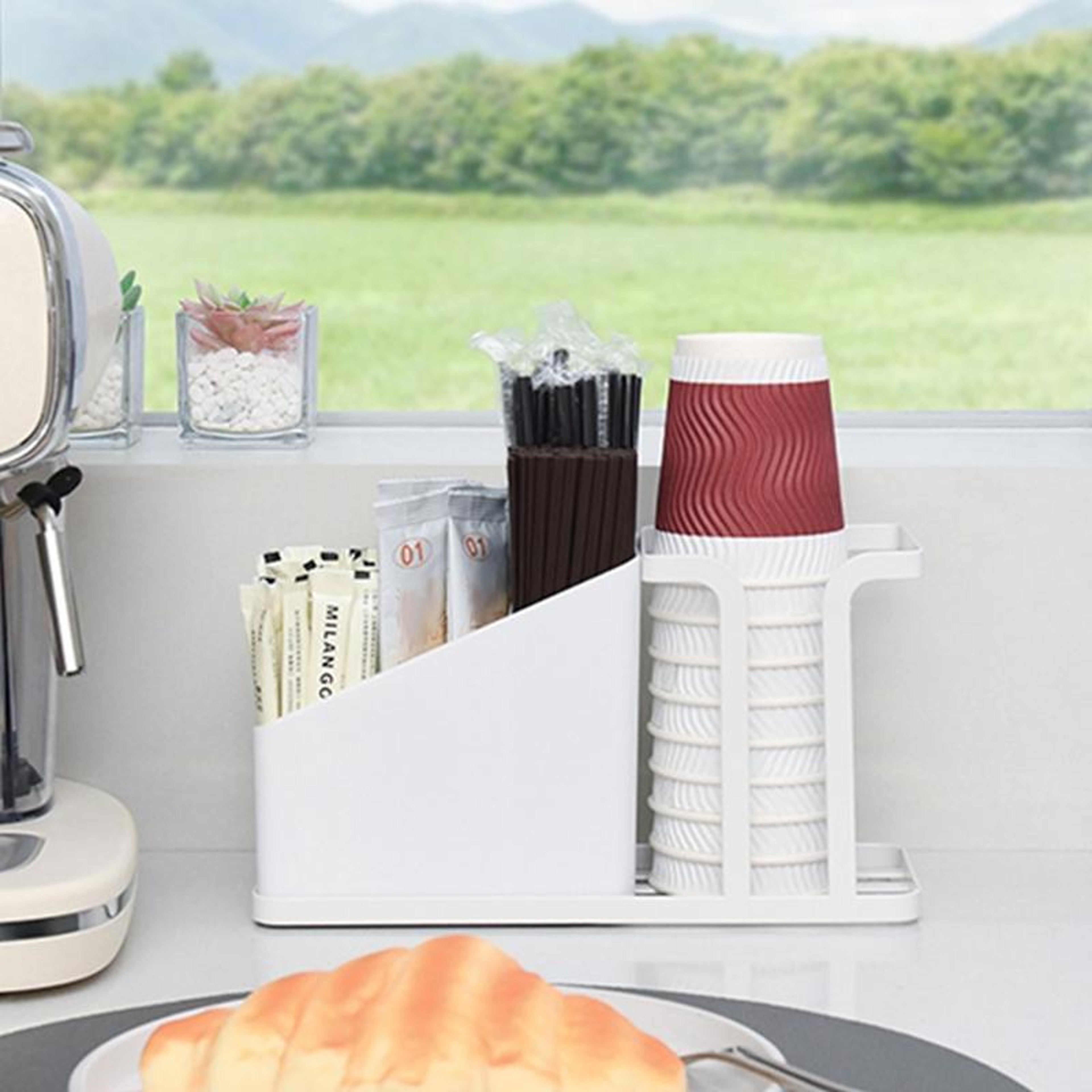 Premium Desktop Paper Cup Storage Rack Space Saving Disposable Cup Holder Organizer For Kitchen  Co 0