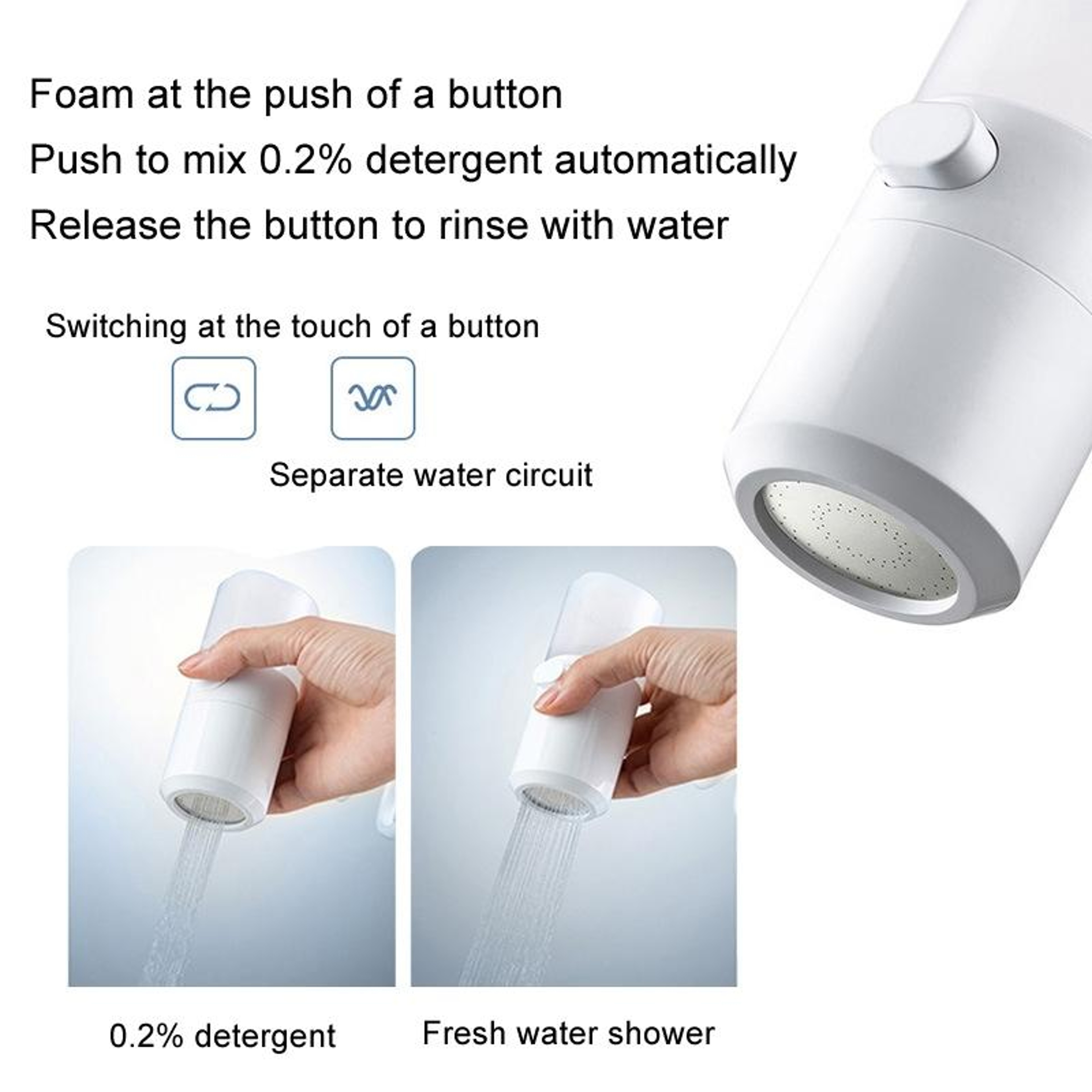Kitchen Foam Pumping Faucet Extender With Splash Free Flexible Hose 8