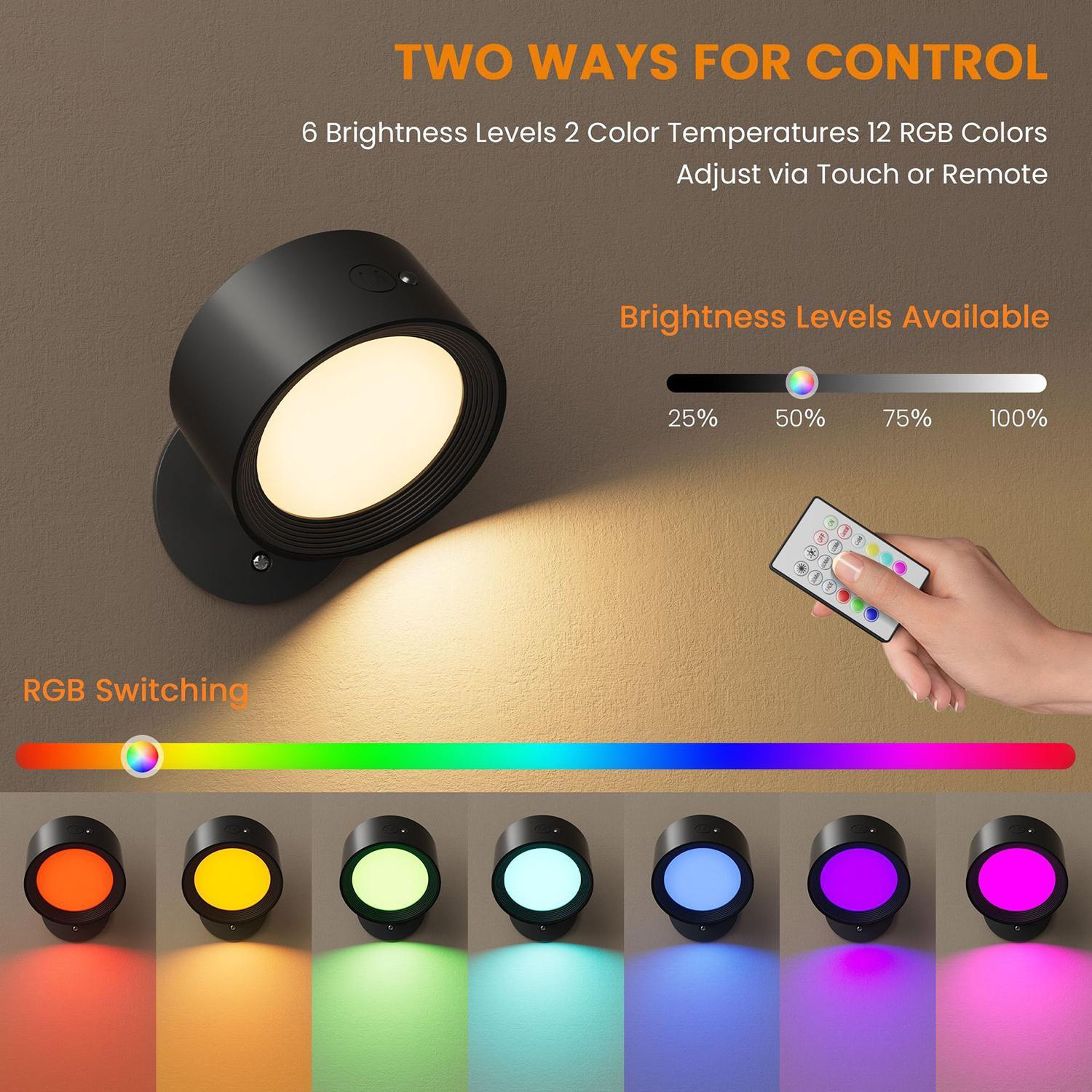Smart RGB Touch Wall Lamp Set With Adjustable LED Lighting 3