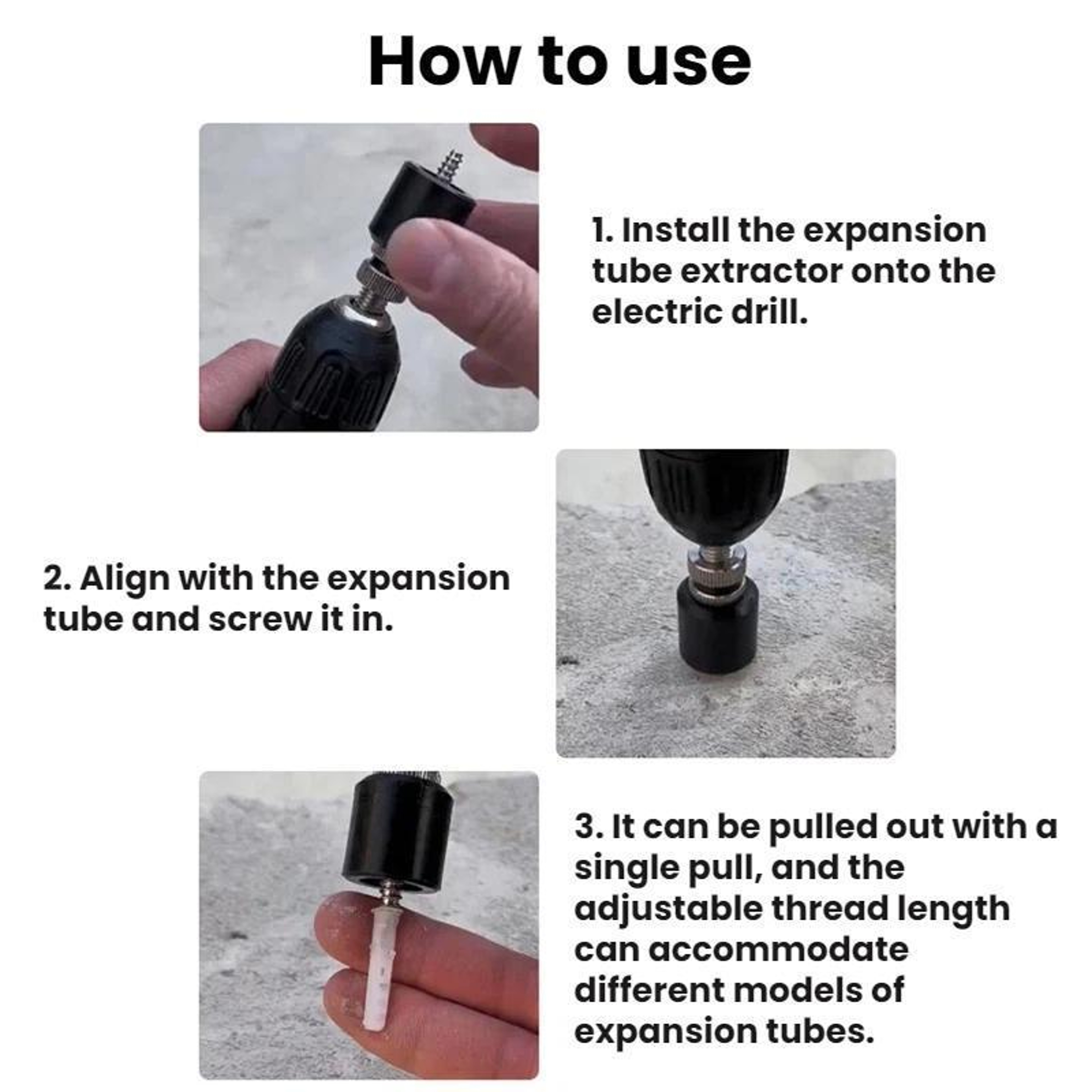 Expansion Tube Remover Drill Attachment Tool 7