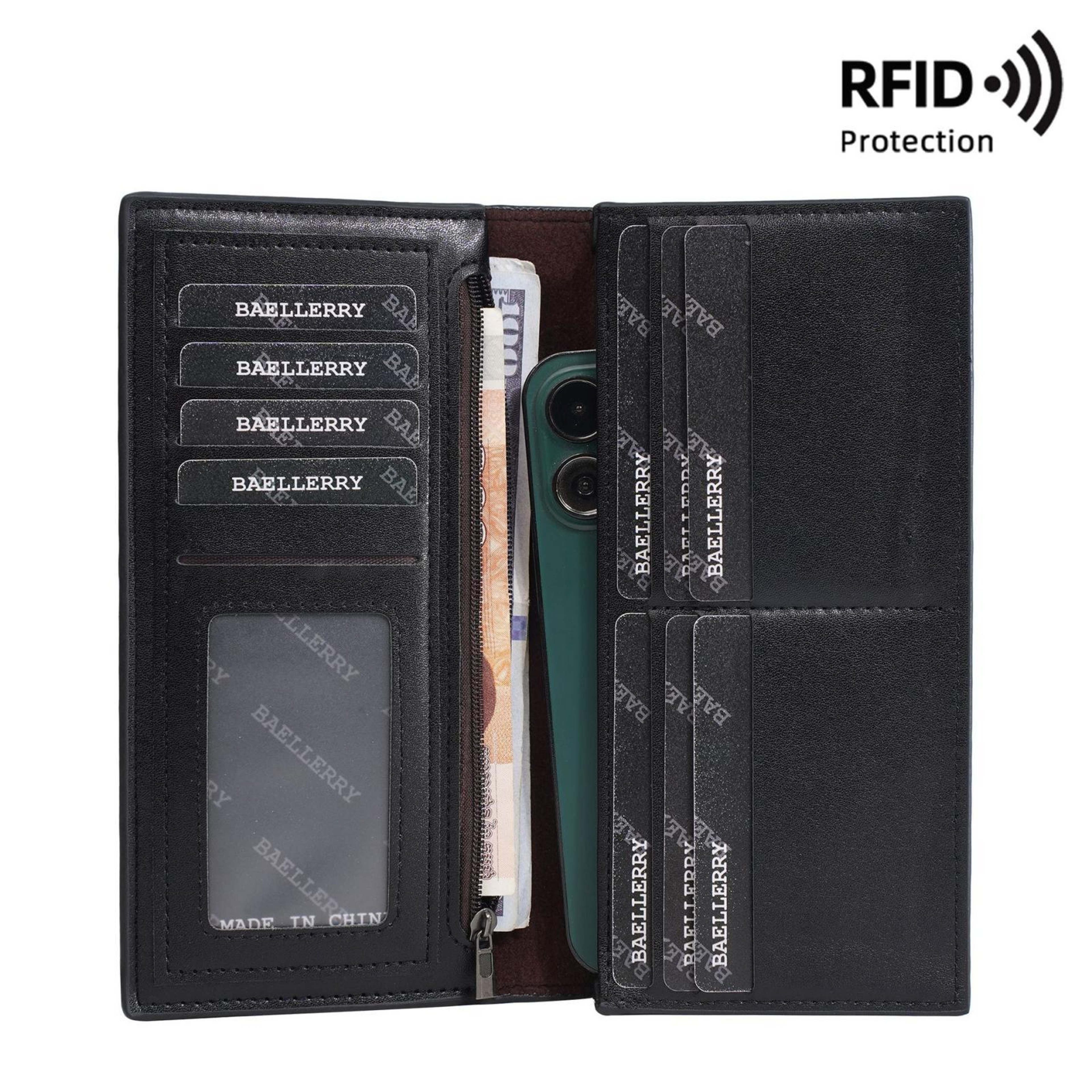Vintage RFID Blocking Long Zip Wallet For Men With 13 Card Slots  Secure Coin Pocket 3