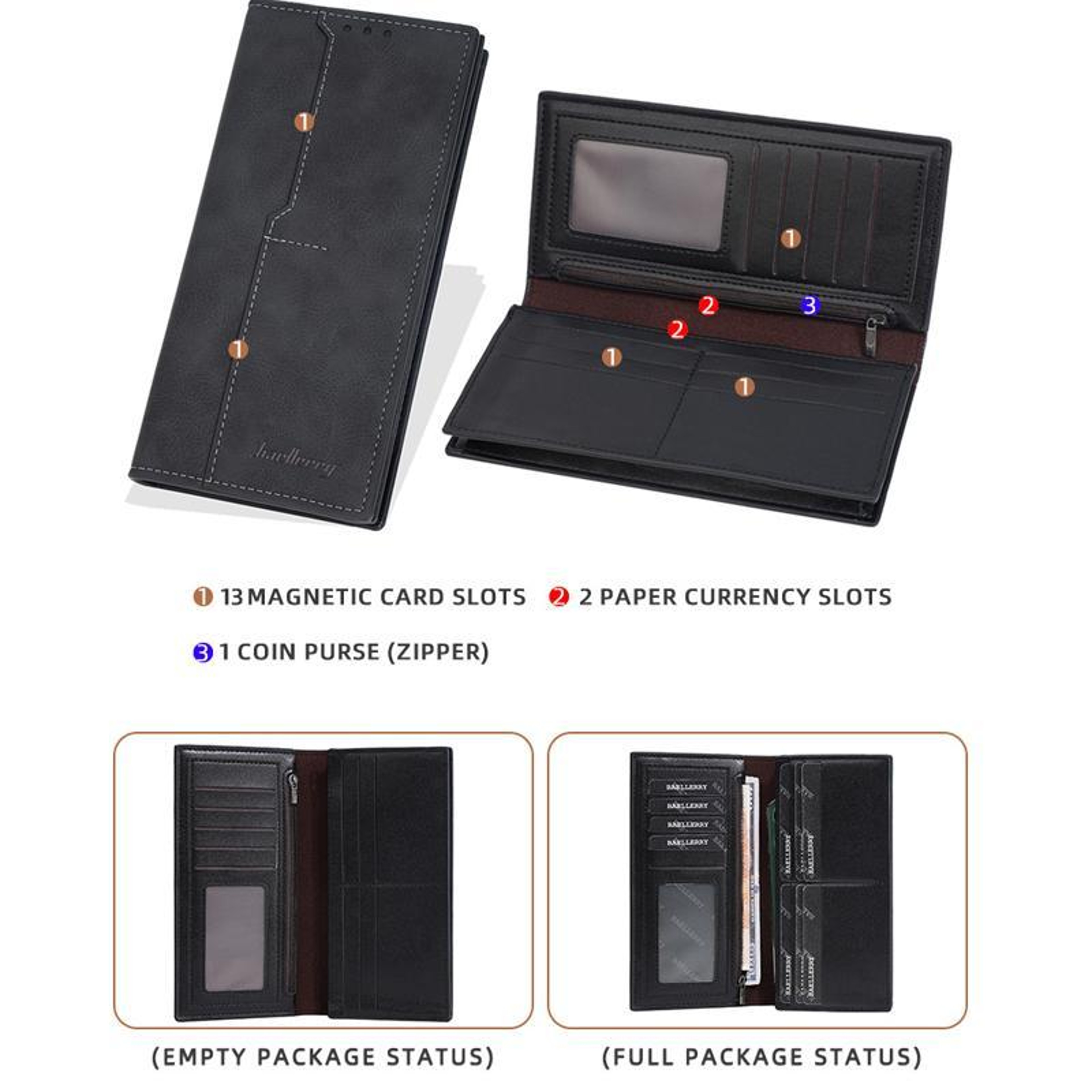 Vintage RFID Blocking Long Zip Wallet For Men With 13 Card Slots  Secure Coin Pocket 4