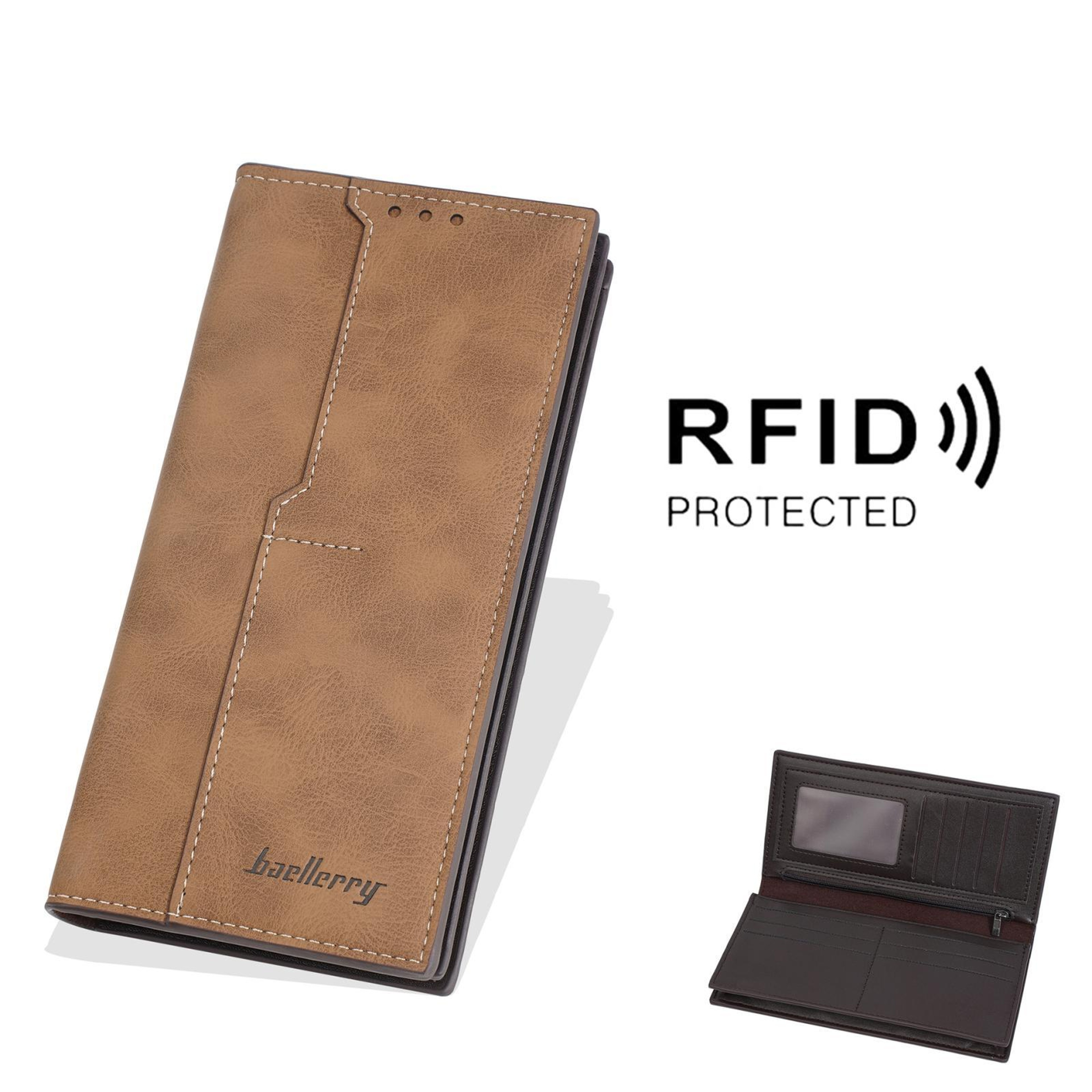 Vintage RFID Blocking Long Zip Wallet For Men With 13 Card Slots  Secure Coin Pocket 9