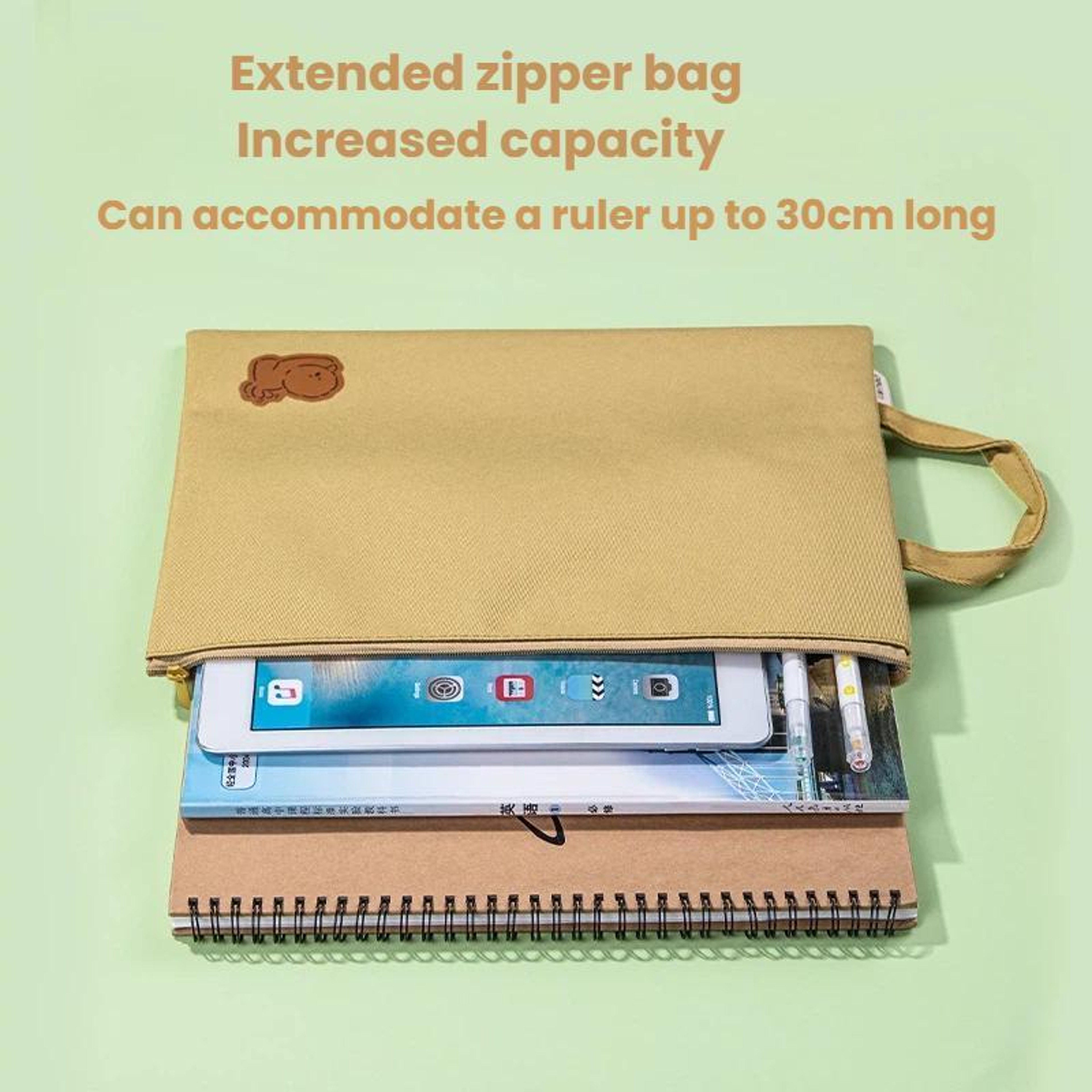 A4 Canvas Document Organizer Bag with Handle Waterproof Zipper File Storage Briefcase Random Color – view 4