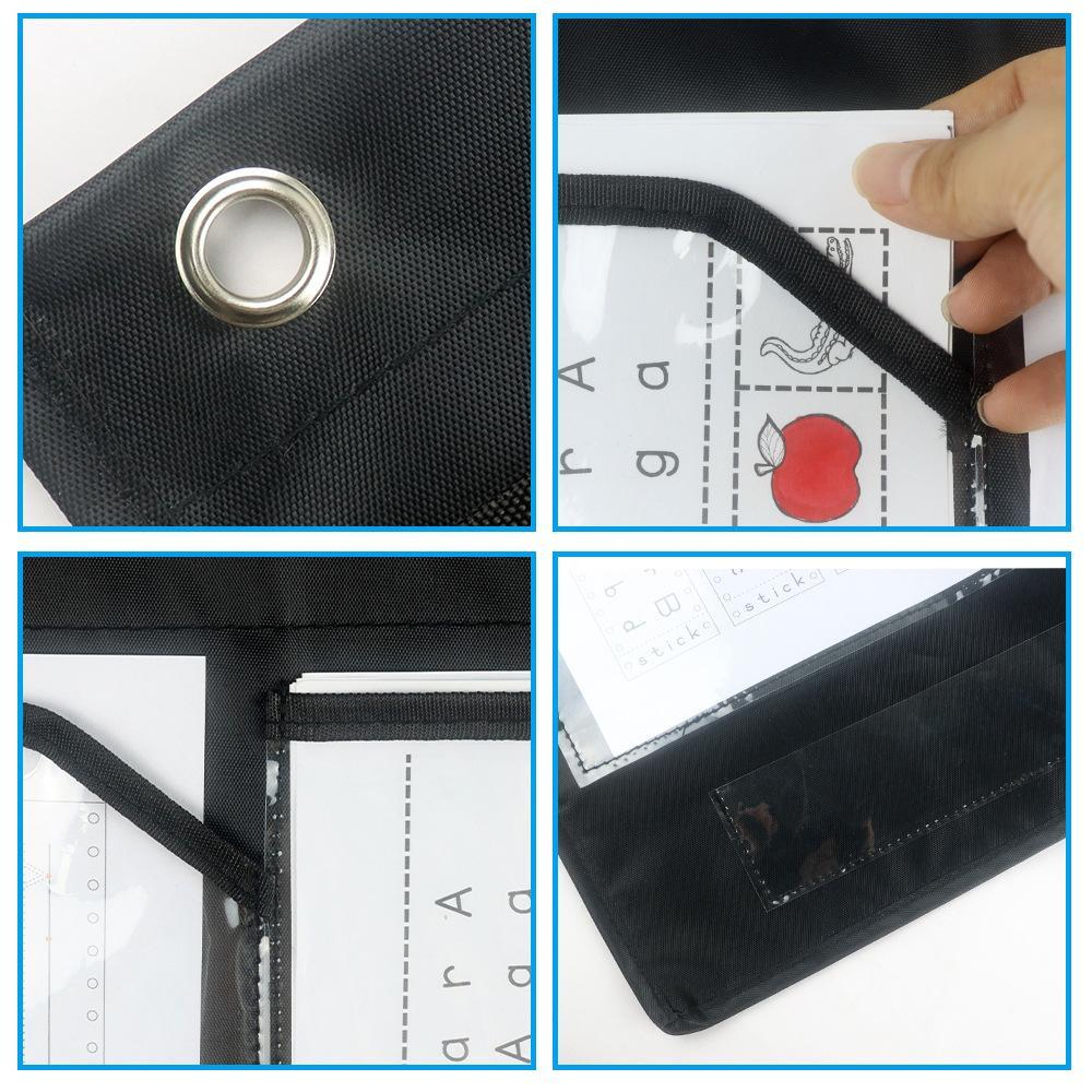 Classroom Wall Pocket Organizer with Labels and 6 Clear Storage Pockets – view 3