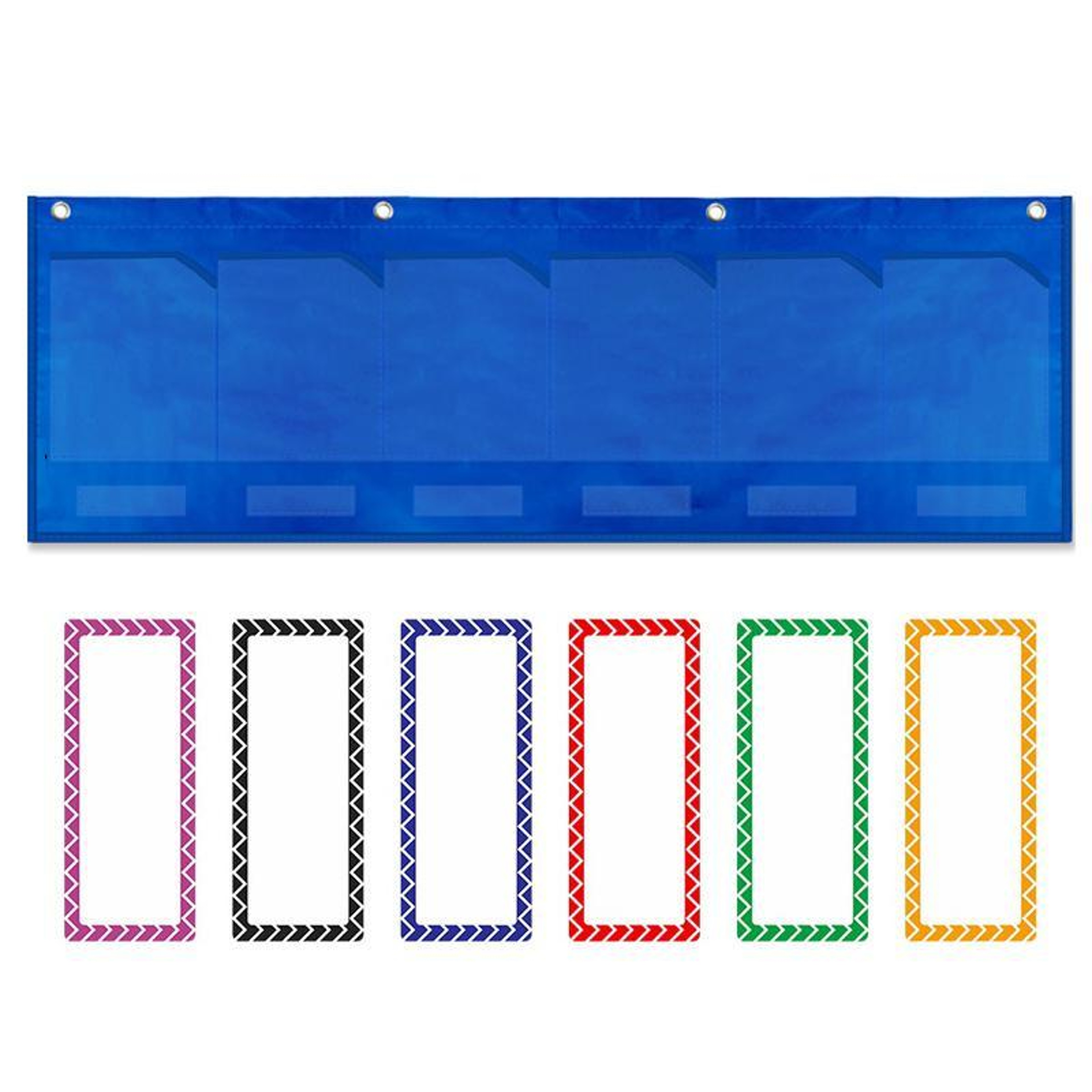 Classroom Wall Pocket Organizer with Labels and 6 Clear Storage Pockets – view 8