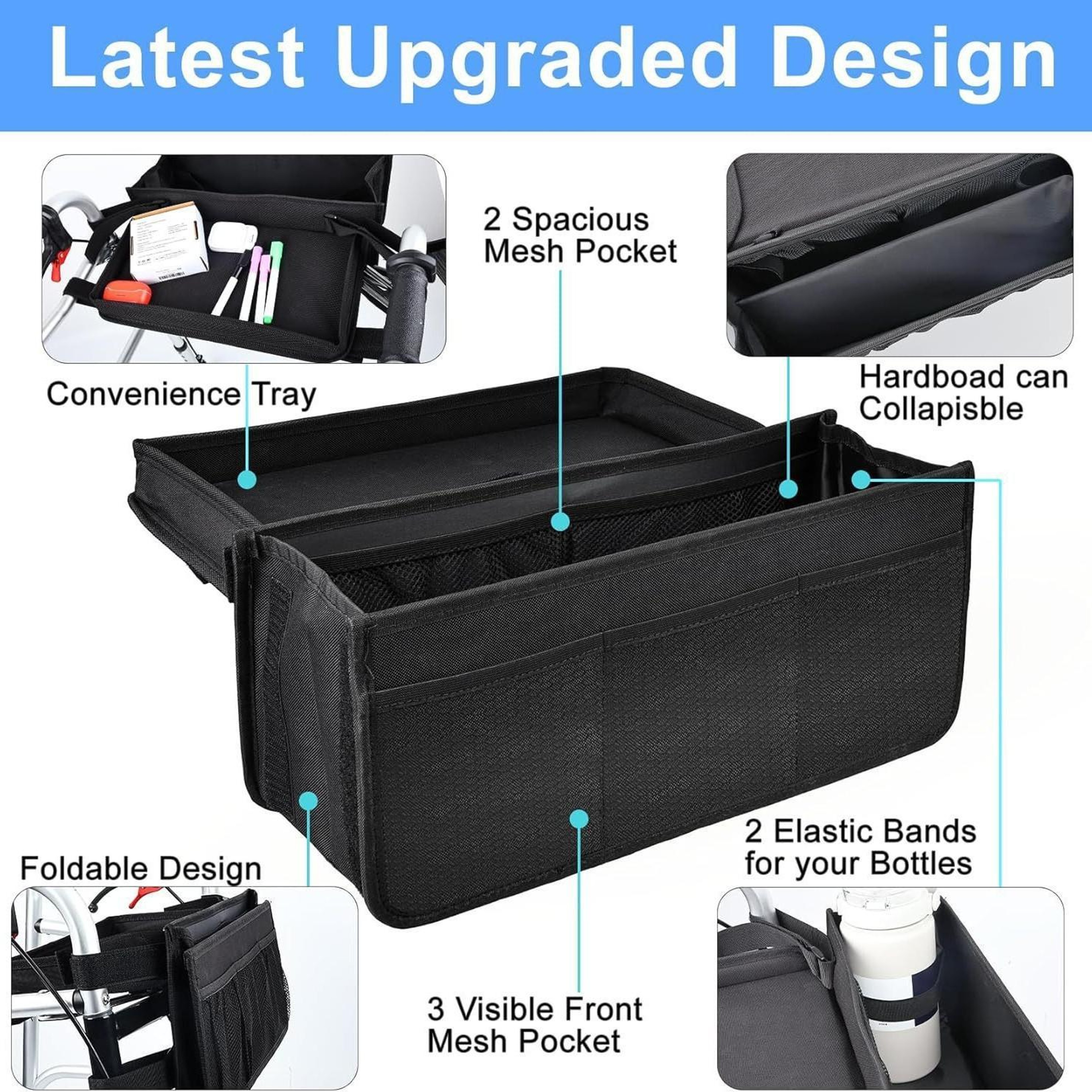 Waterproof Walker Storage Bag Organizer with Large Capacity Pockets – view 3