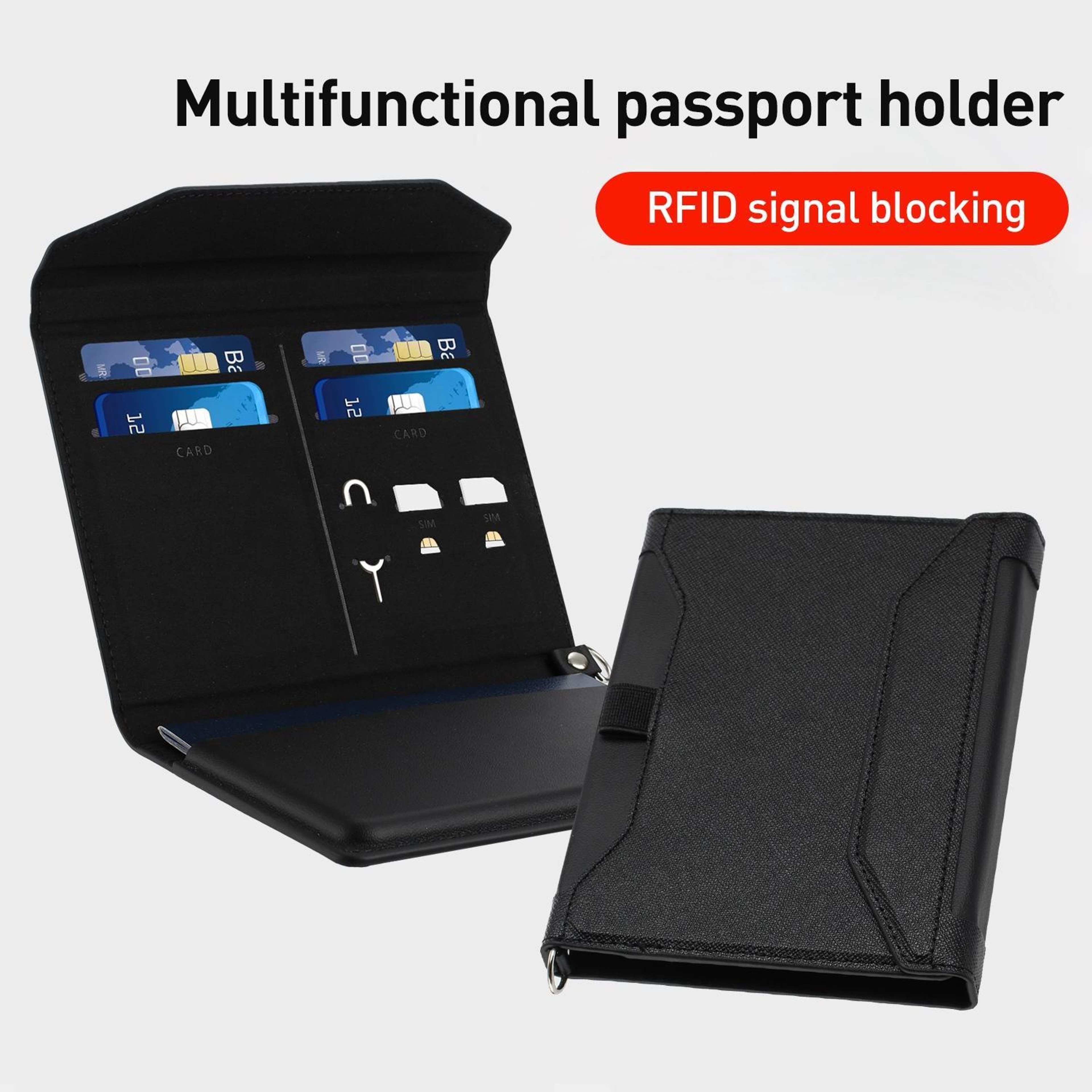 RFID Travel Passport Wallet With Lanyard  Document Organizer 6