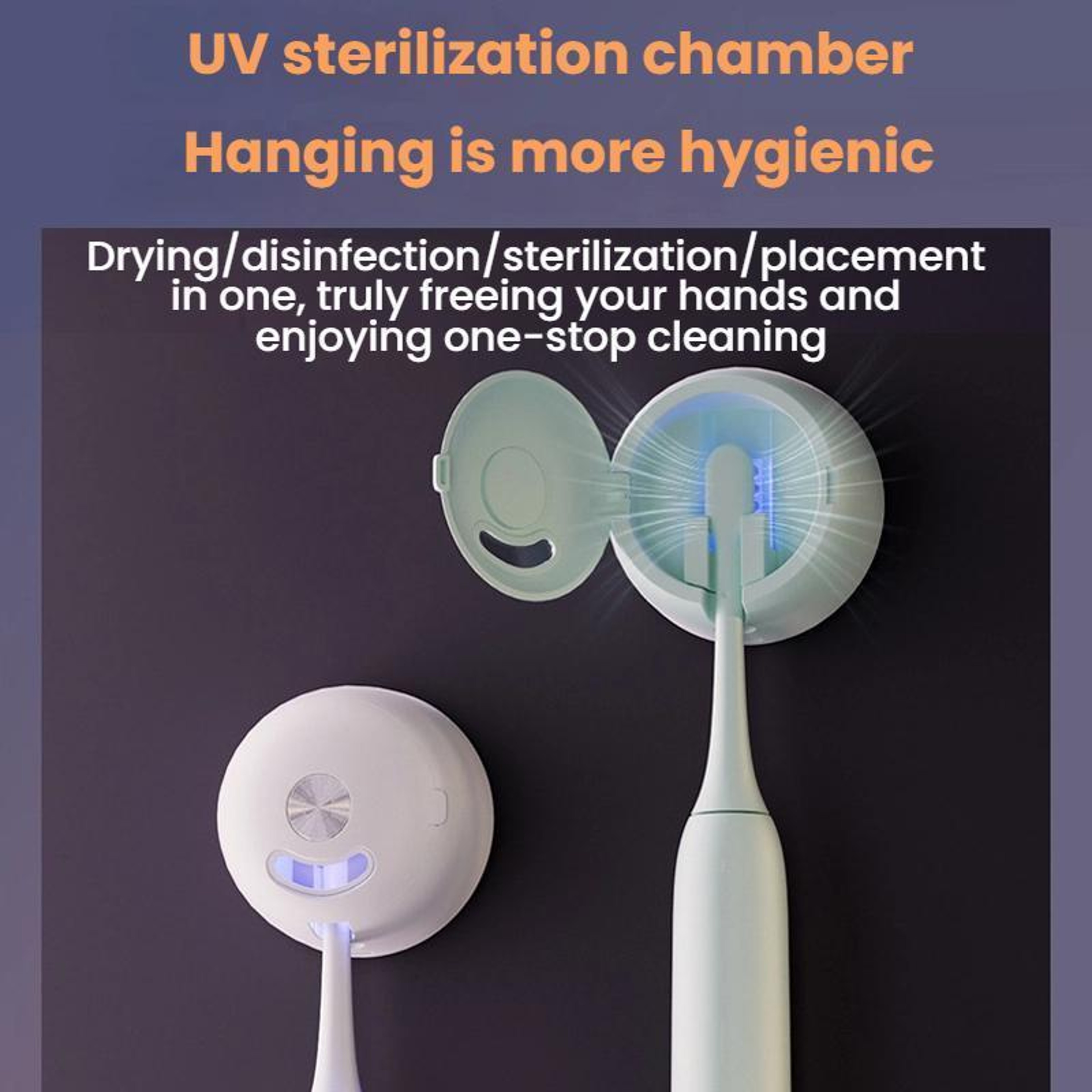 UV Toothbrush Sanitizer & Wall Mounted Storage Rack – view 4