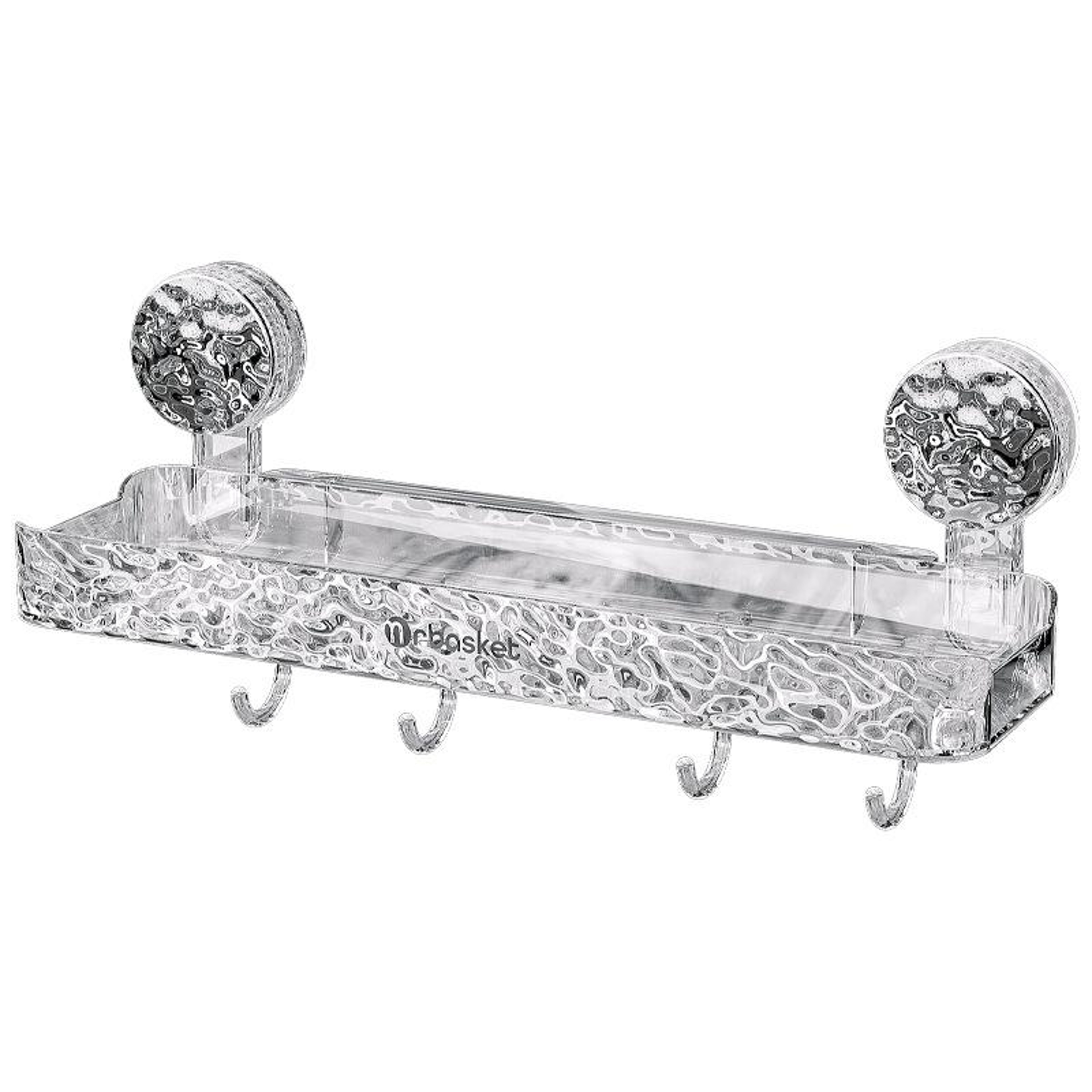 Bathroom Suction Shelf No Drill Wall Organizer With Drainage Hooks 12