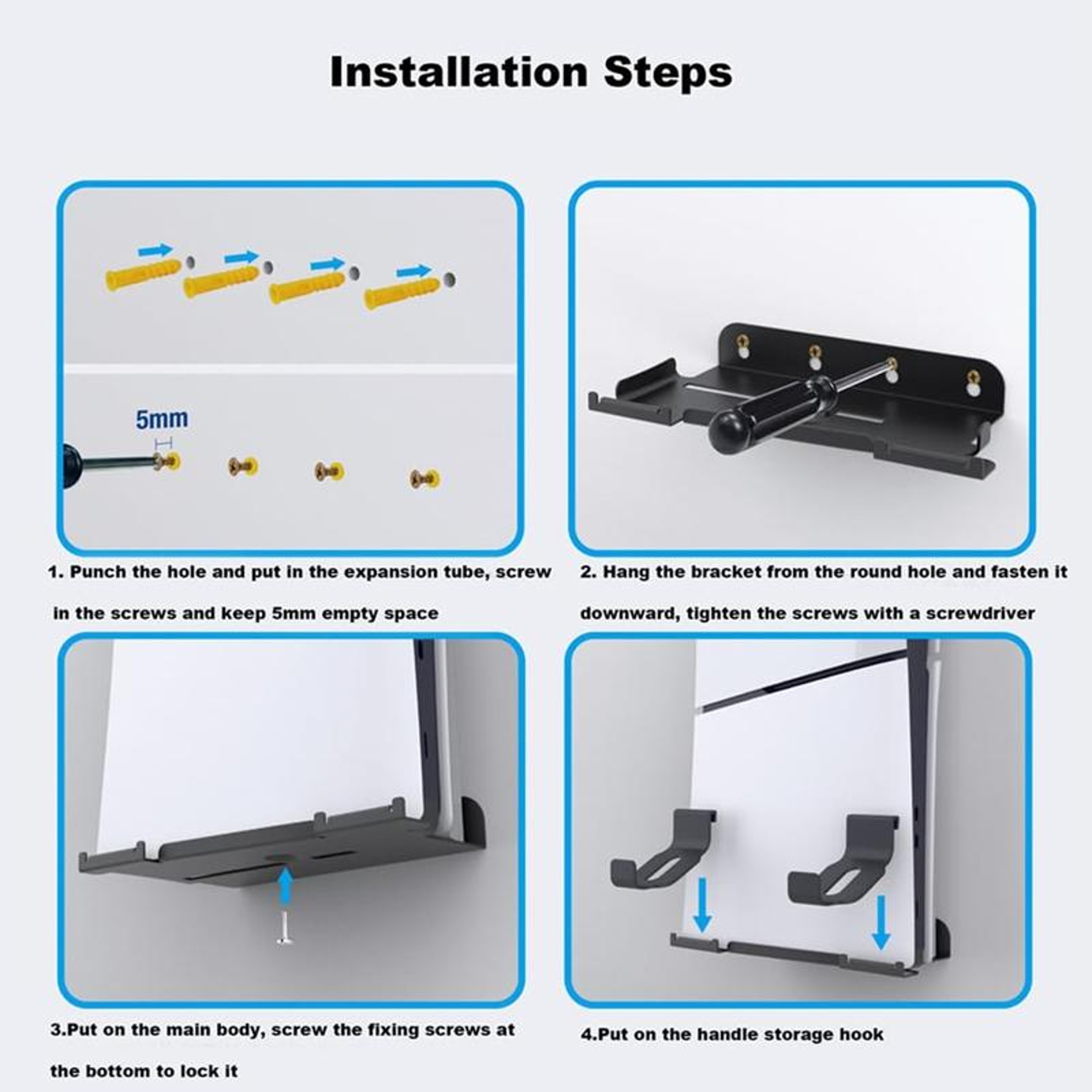 PS5 Slim Wall Mount Storage Rack with Controller & Headset Hangers – view 9