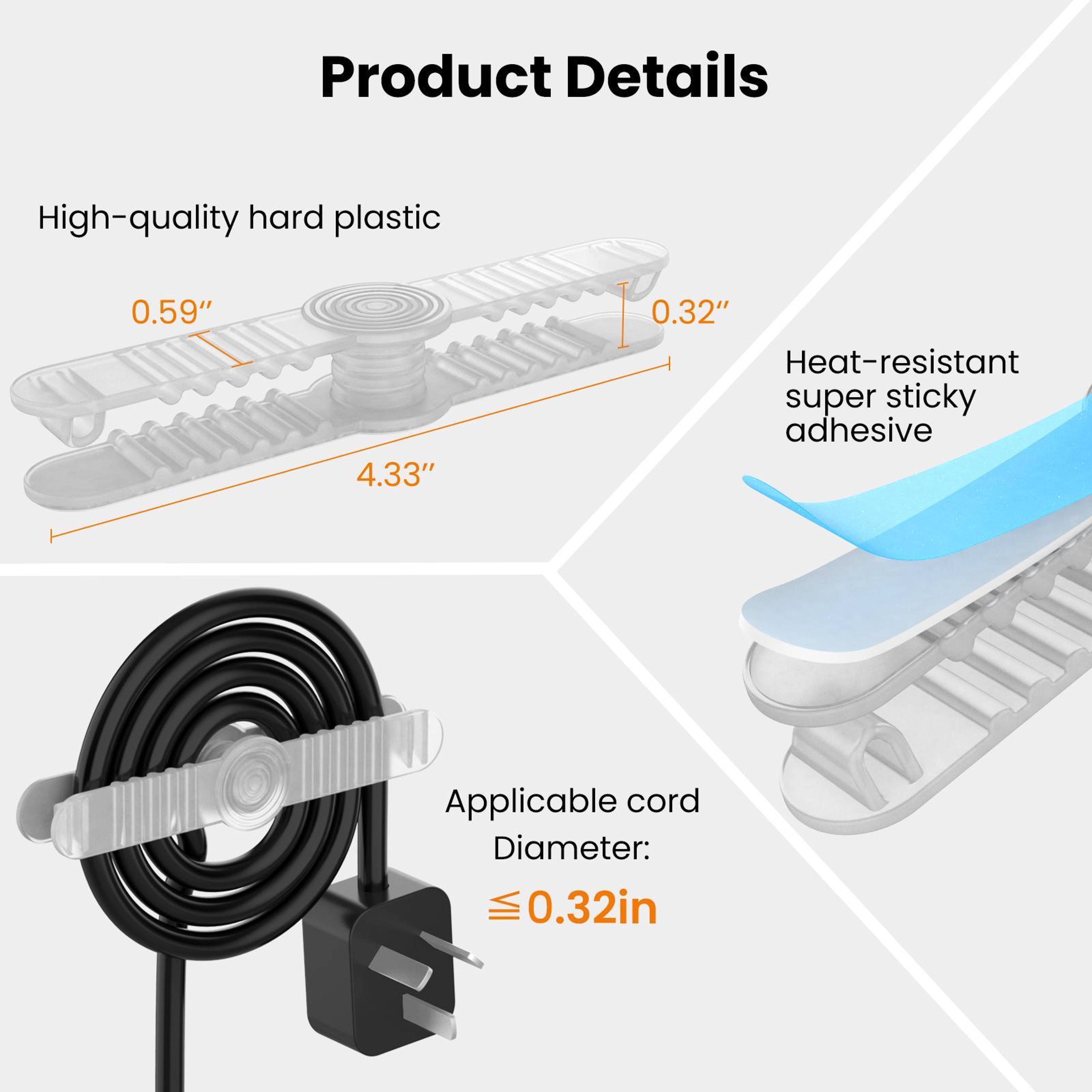 Premium 6PCS Self Adhesive Cable Organizer Set Kitchen Cord Holder  Cable Management Clips 3