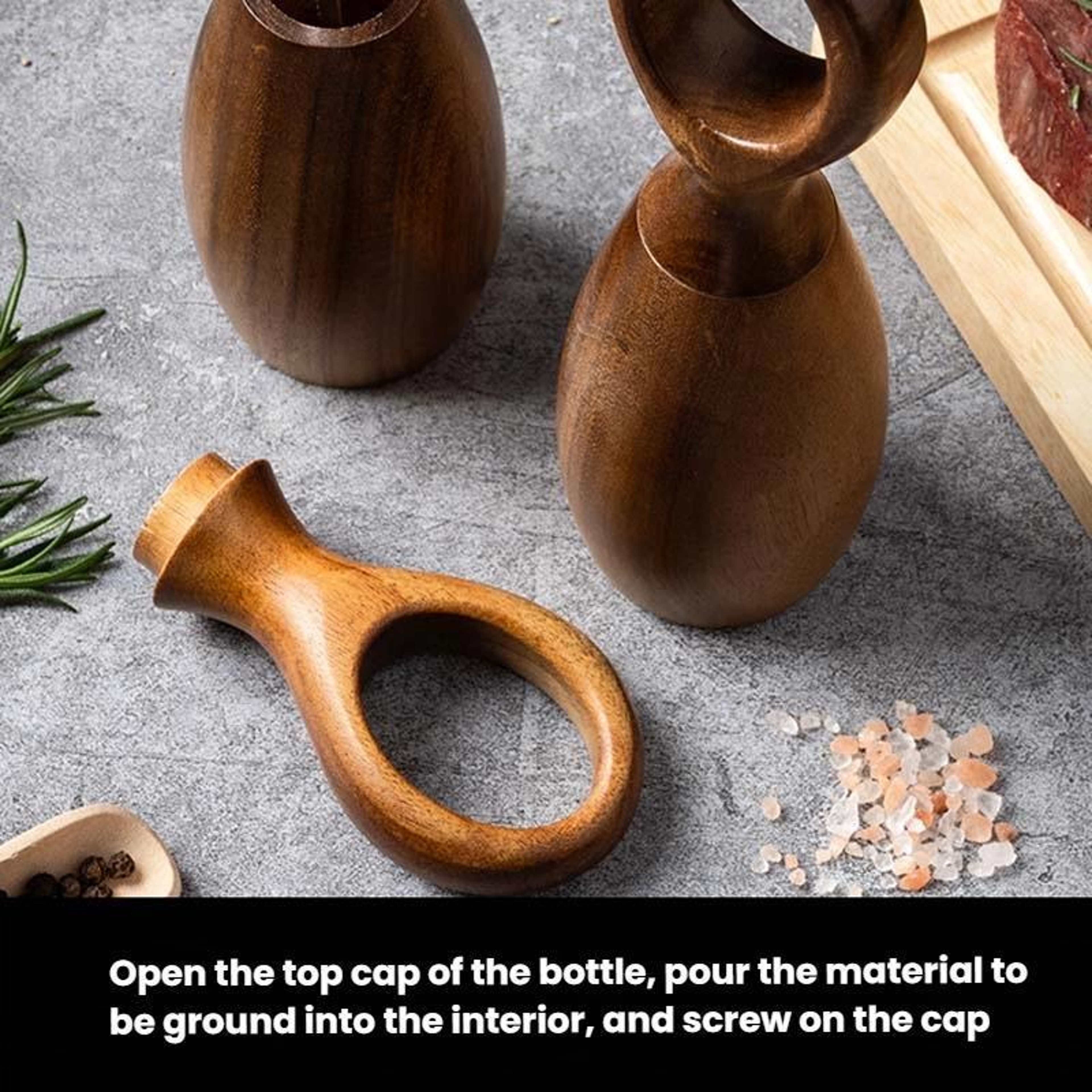 Wood Adjustable Pepper Grinder With Ceramic Core Manual Spice Mill 2