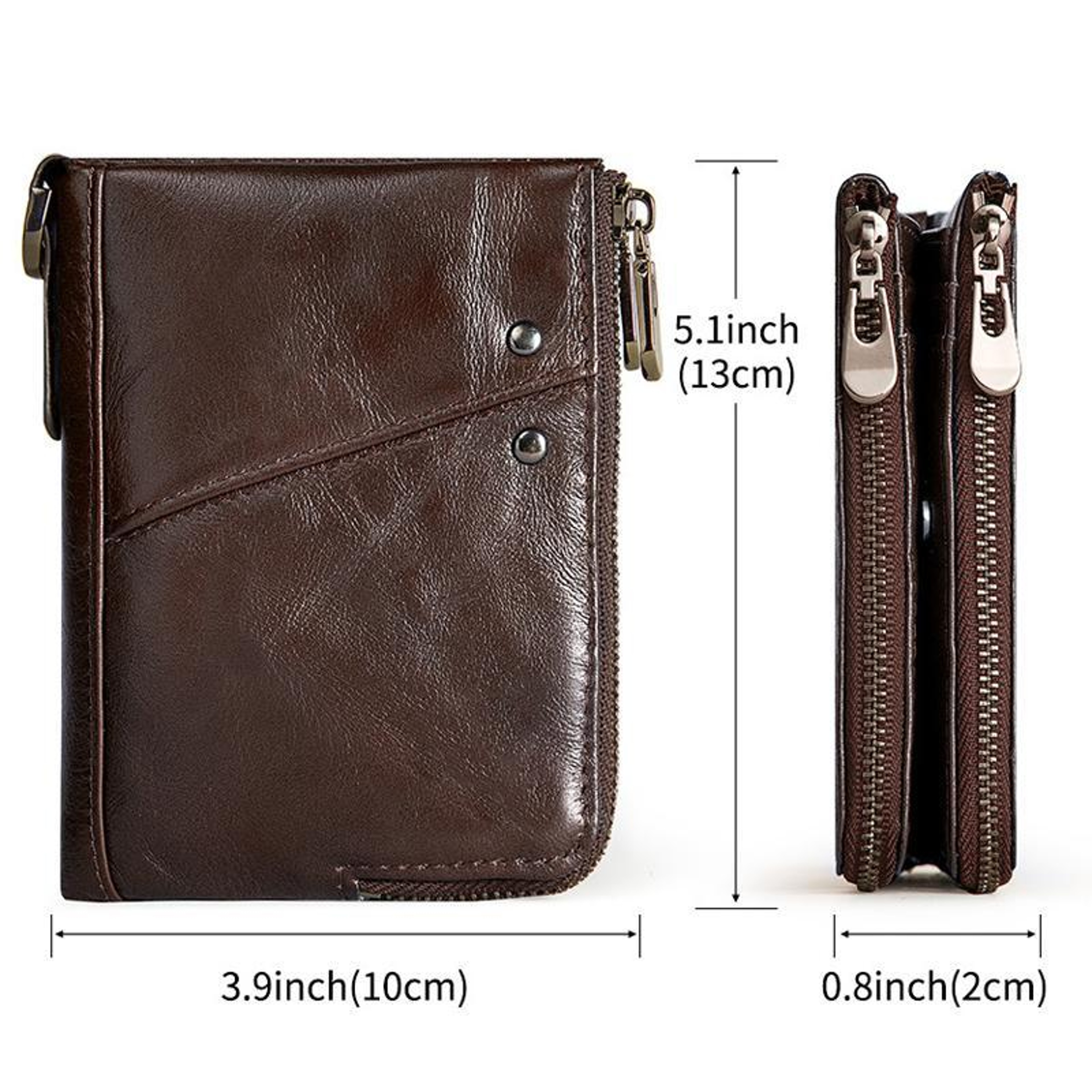 RFID Blocking Leather Double Zipper Wallet For Men With Large Capacity Card Organizer 2