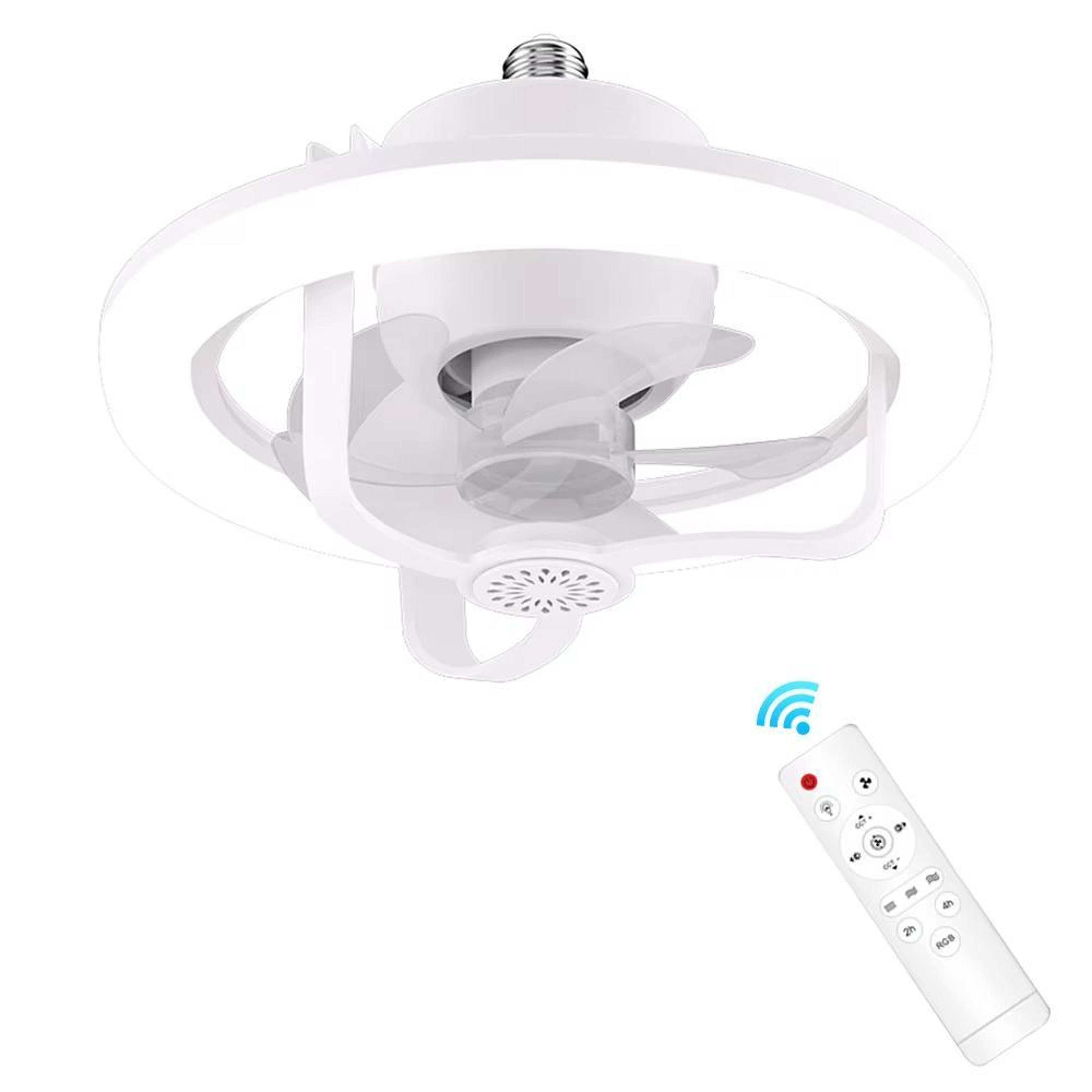 RGB Ceiling Fan Light With Remote Control E27 Socket 360 Airflow  Dimmable LED 0
