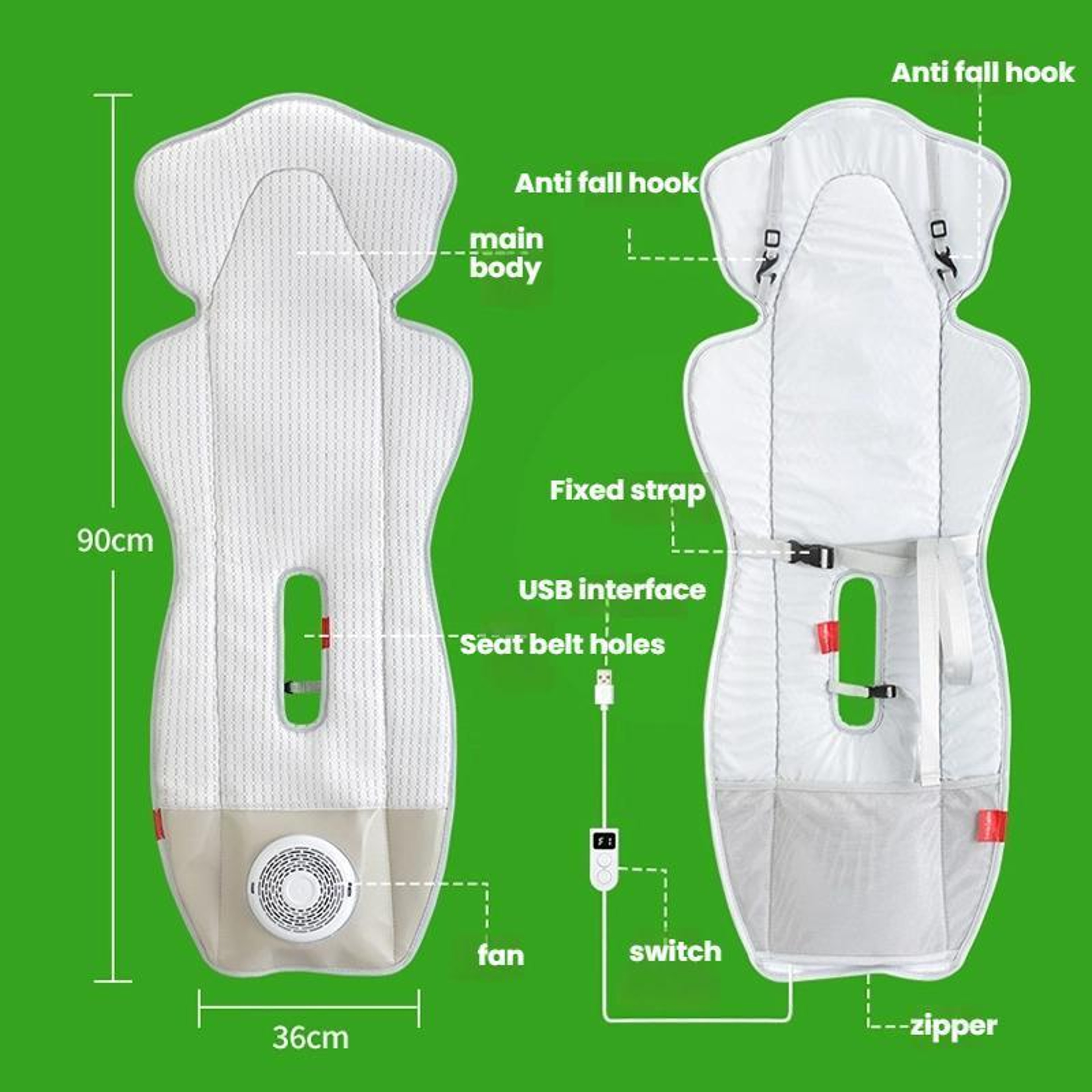 Baby Stroller Cooling Pad with Fan & Timer USB Powered Cooling Seat Cushion – view 5