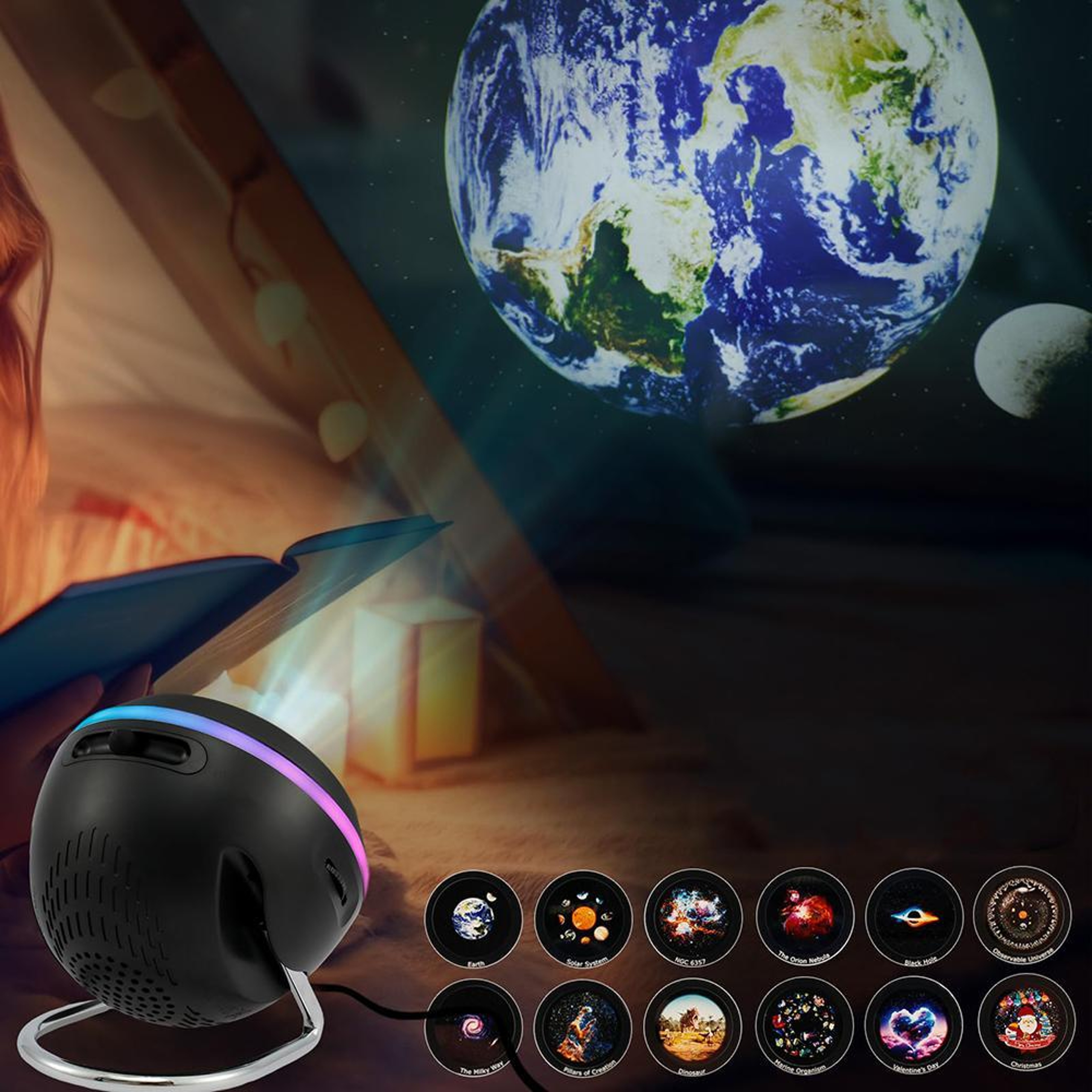 4K HD Galaxy Projector Night Light With Dynamic Meteor Effects  13 Starry Sky Discs 0