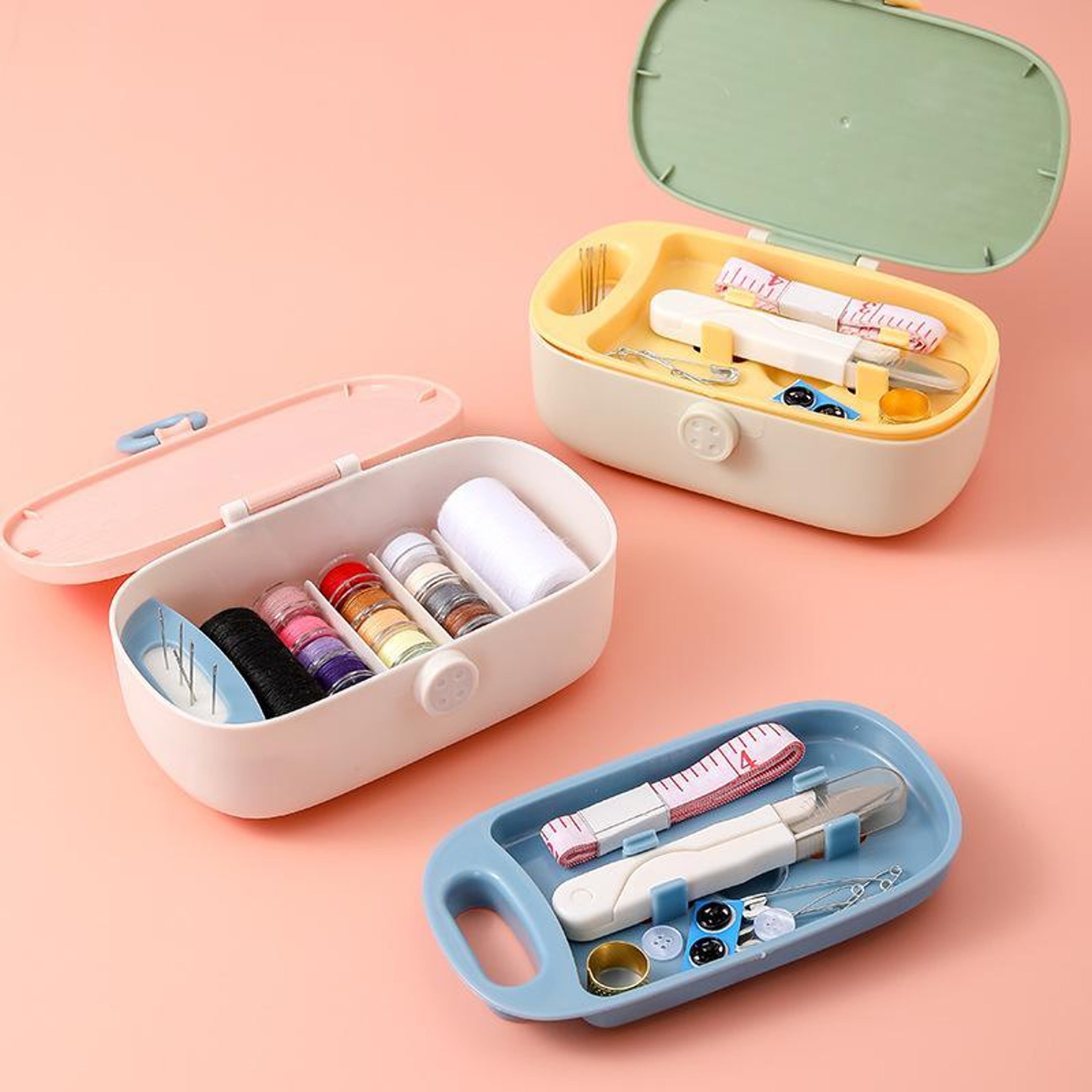 Portable Sewing Kit  DoubleLayer Sewing Box Organizer With Needle Storage 5