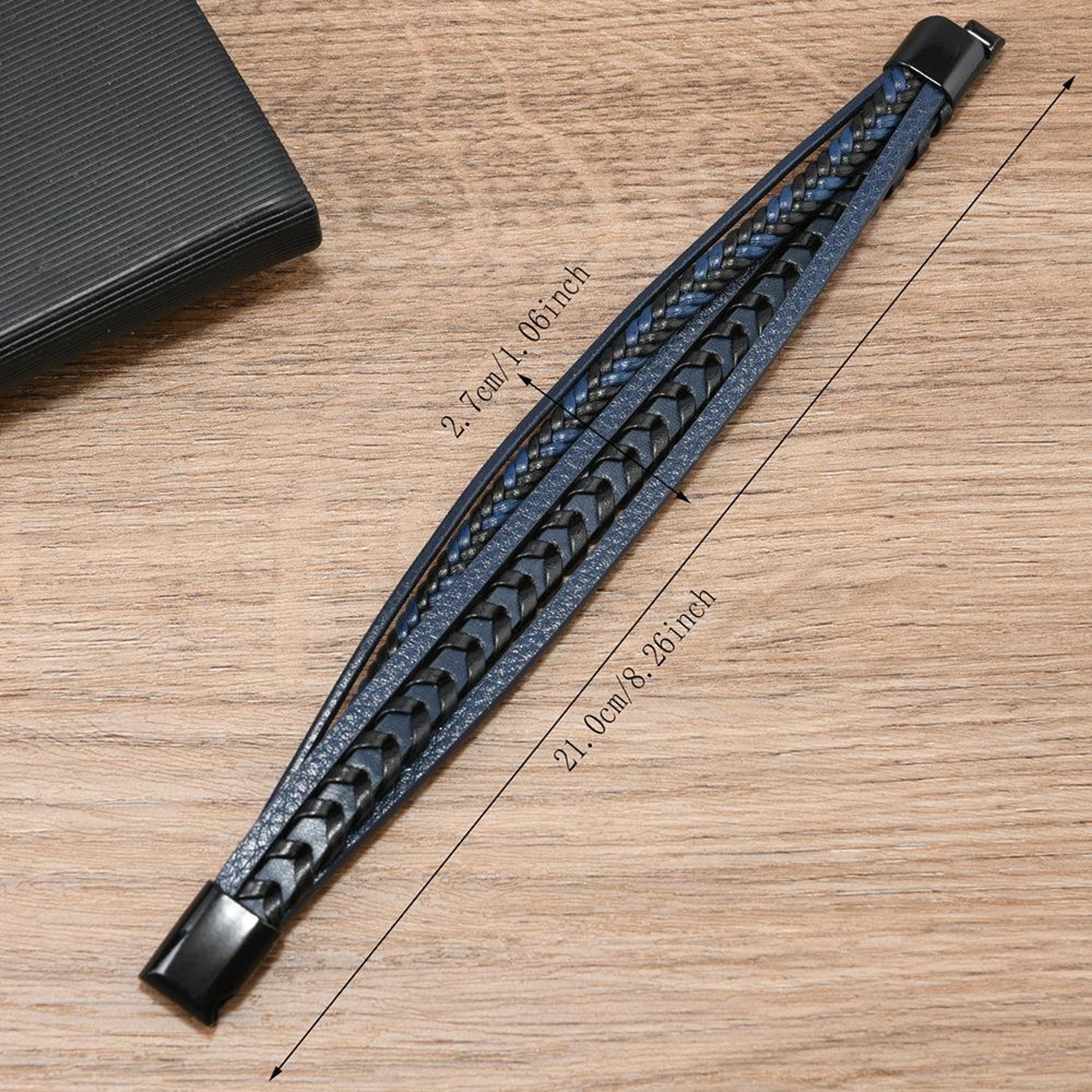 Magnetic Clasp Braided Leather Bracelet For Men Handmade Minimalist Wristband 4
