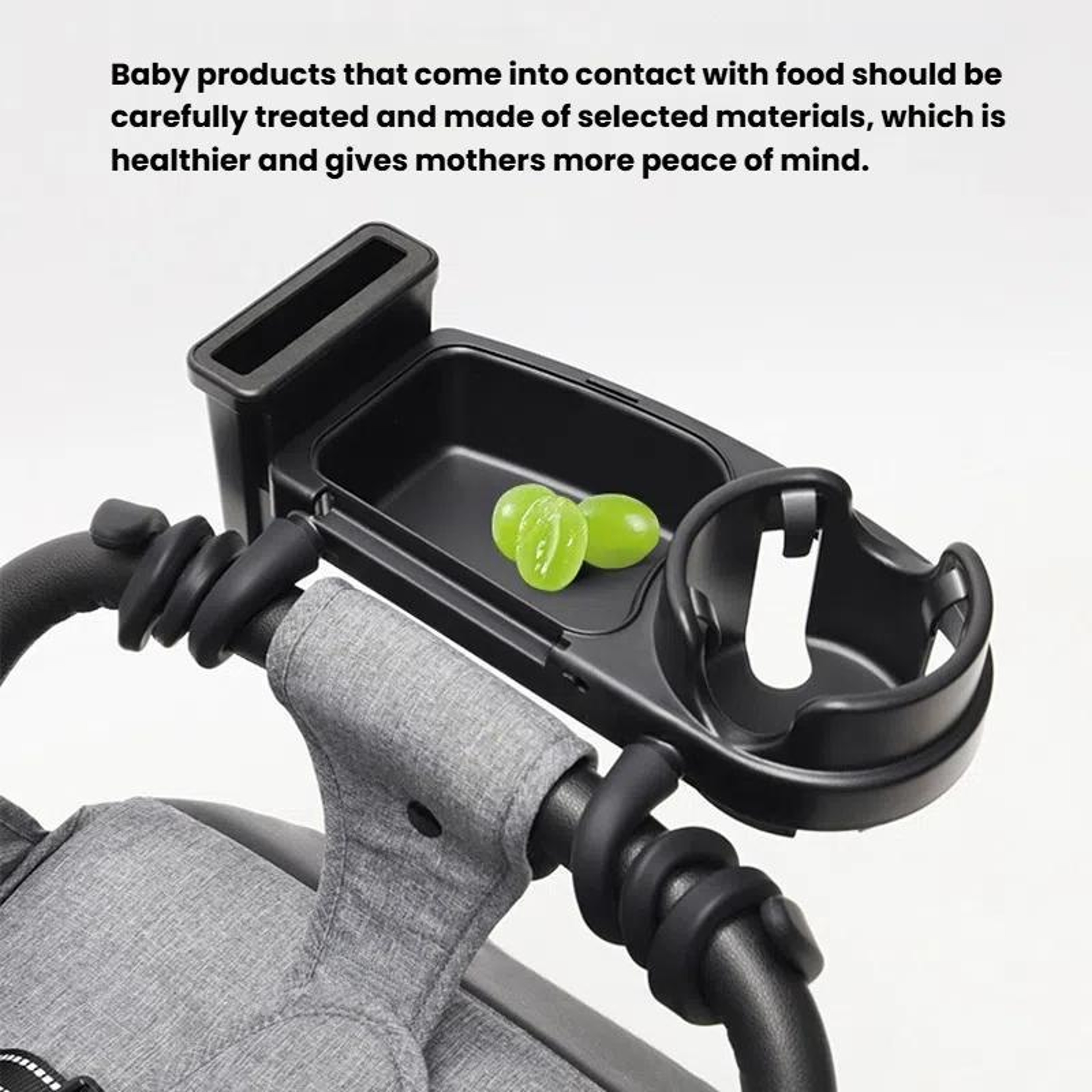 3-in-1 Universal Stroller Snack Tray with Cup Holder & Covered Snack Box – view 6