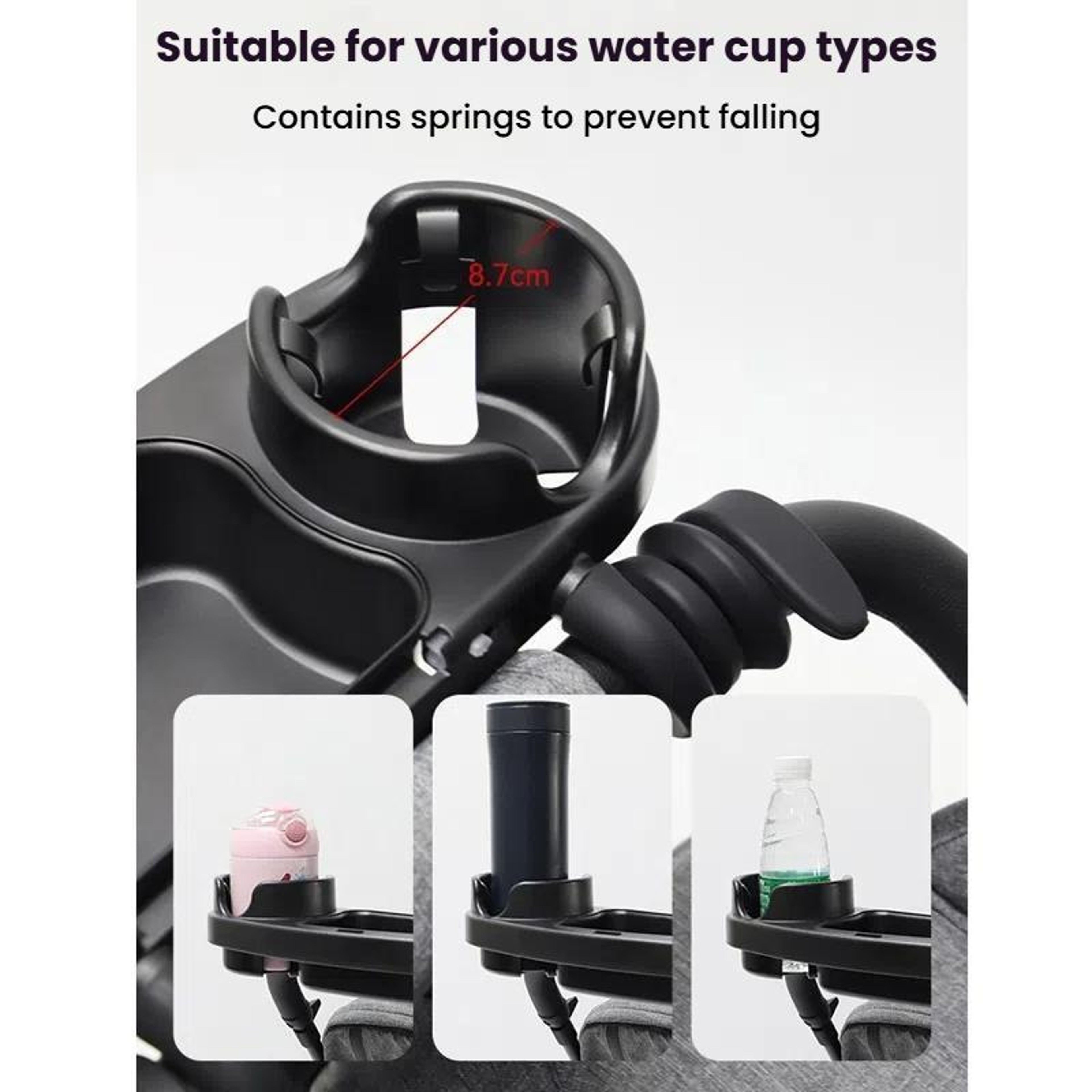 3-in-1 Universal Stroller Snack Tray with Cup Holder & Covered Snack Box – view 7