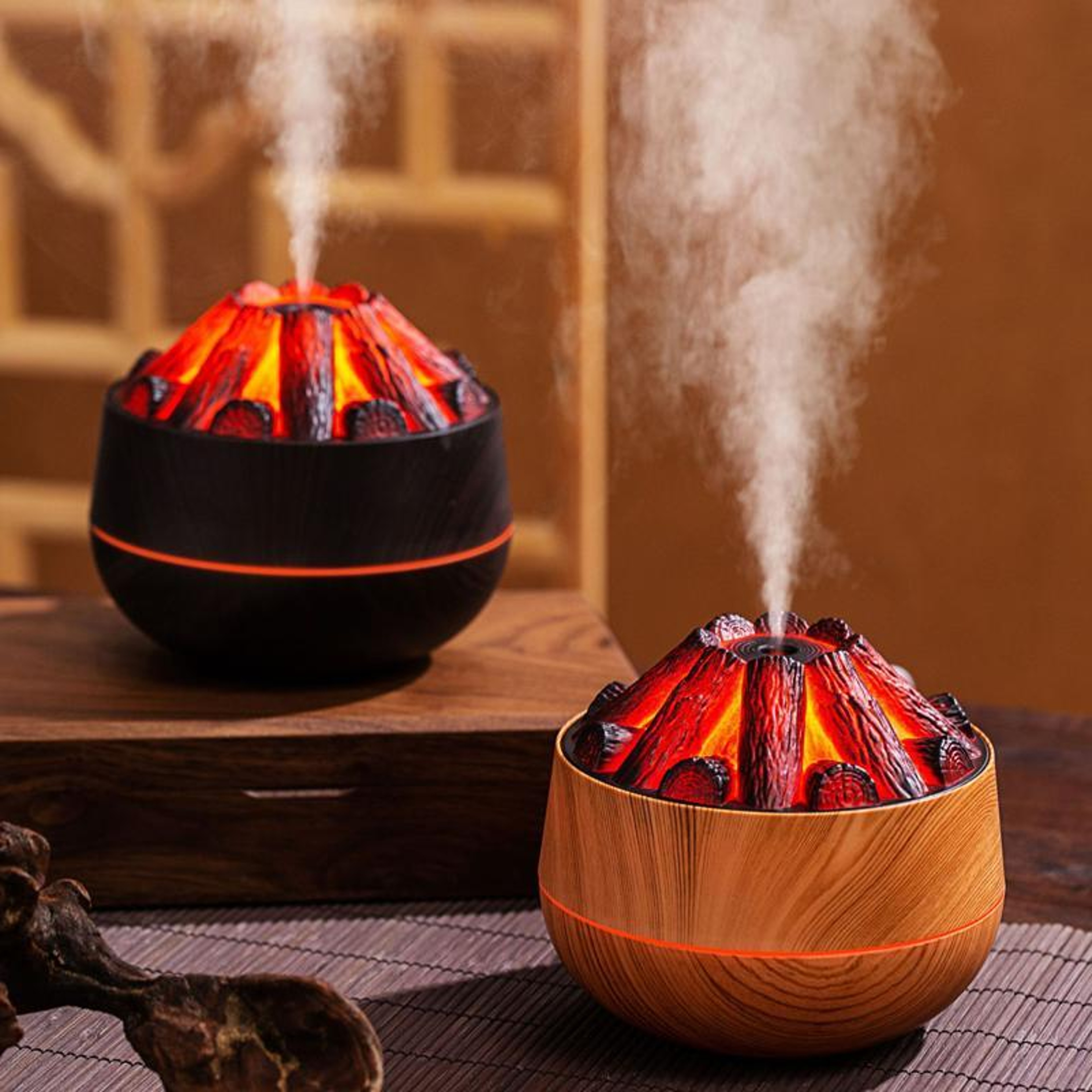 USB Flame Humidifier With Ambient Night Light  Cool Mist 0